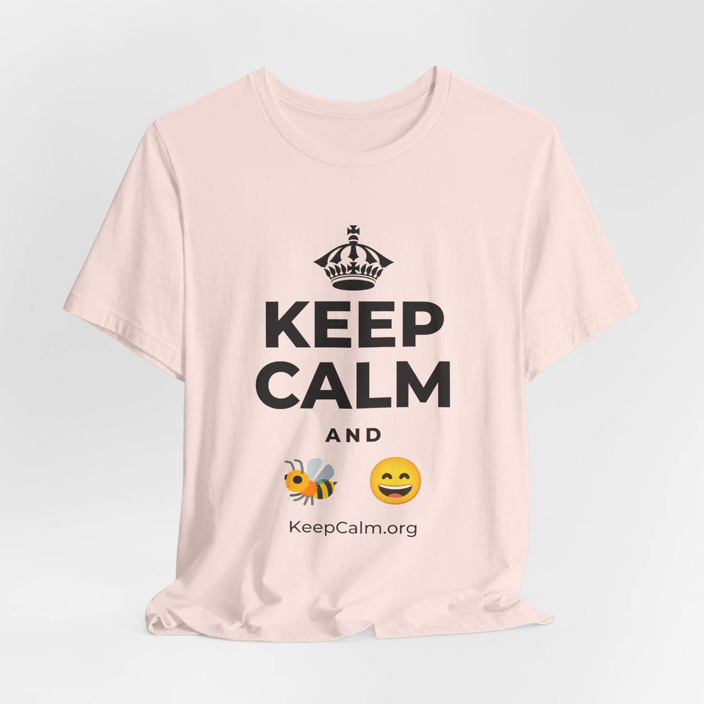 KEEP CALM AND 🐝 😄 T-Shirt (Soft Cream–Heather Mauve)