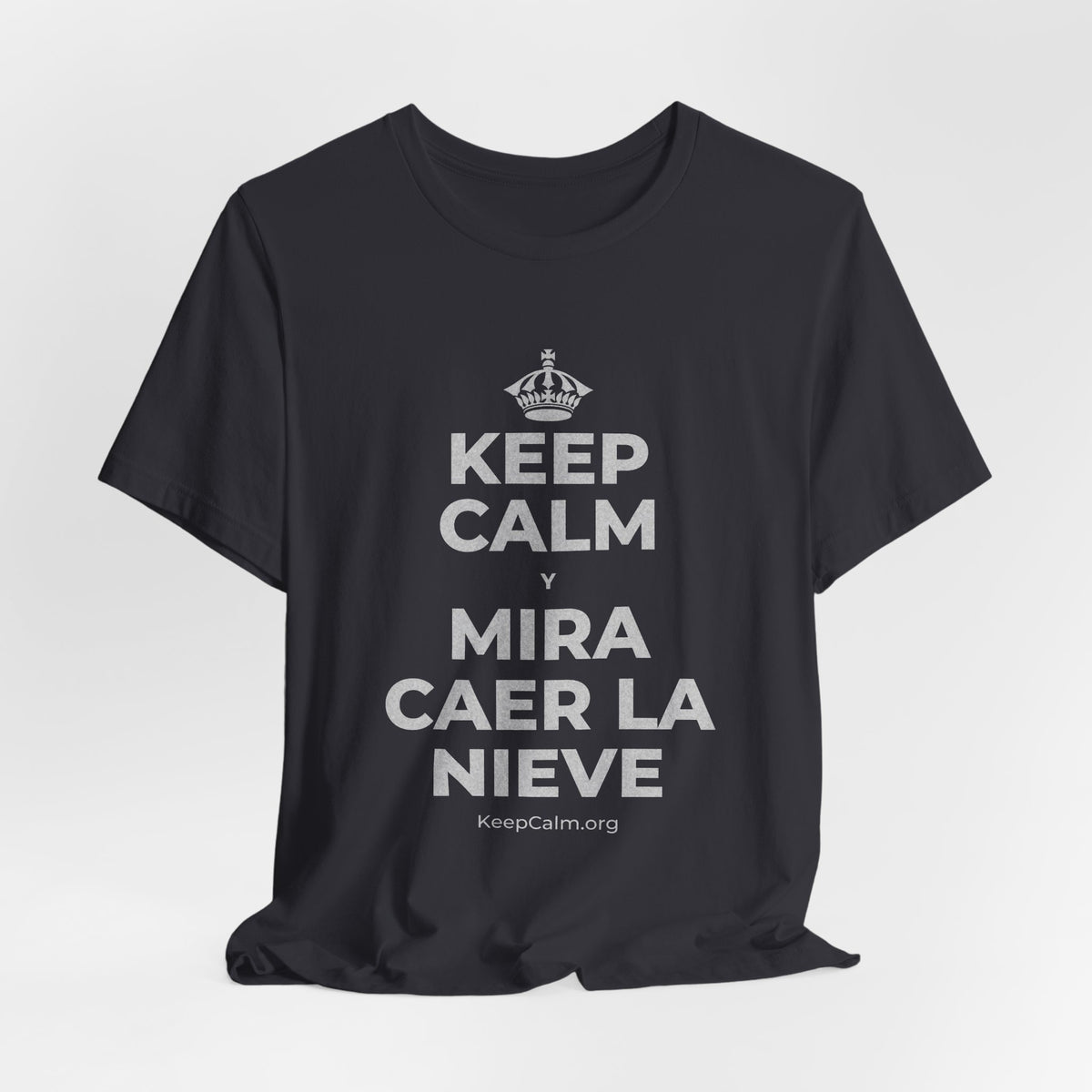 KEEP CALM Y MIRA CAER LA NIEVE T-Shirt (Baby Blue–Silver)