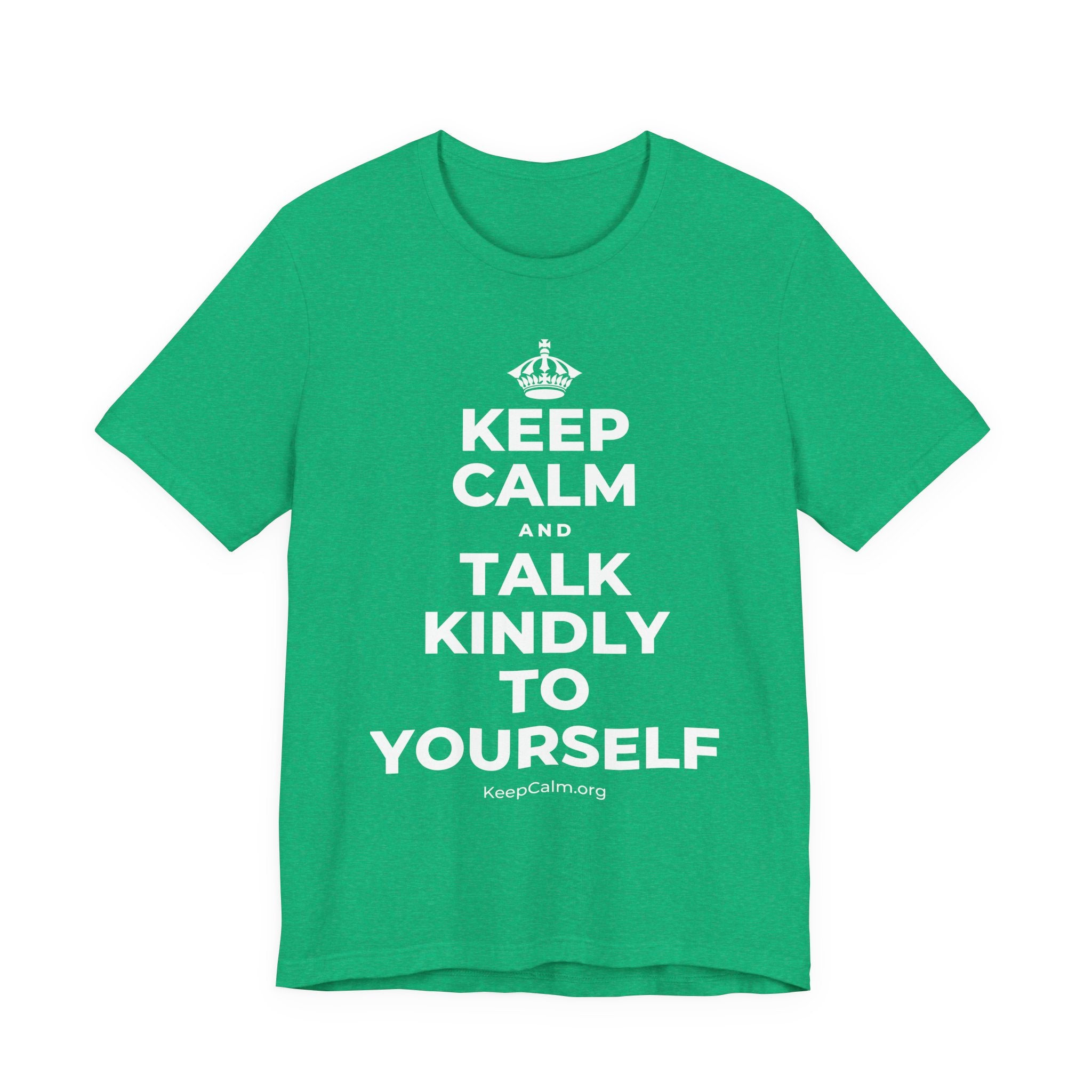 KEEP CALM AND TALK KINDLY TO YOURSELF T-Shirt (Baby Blue–Silver)