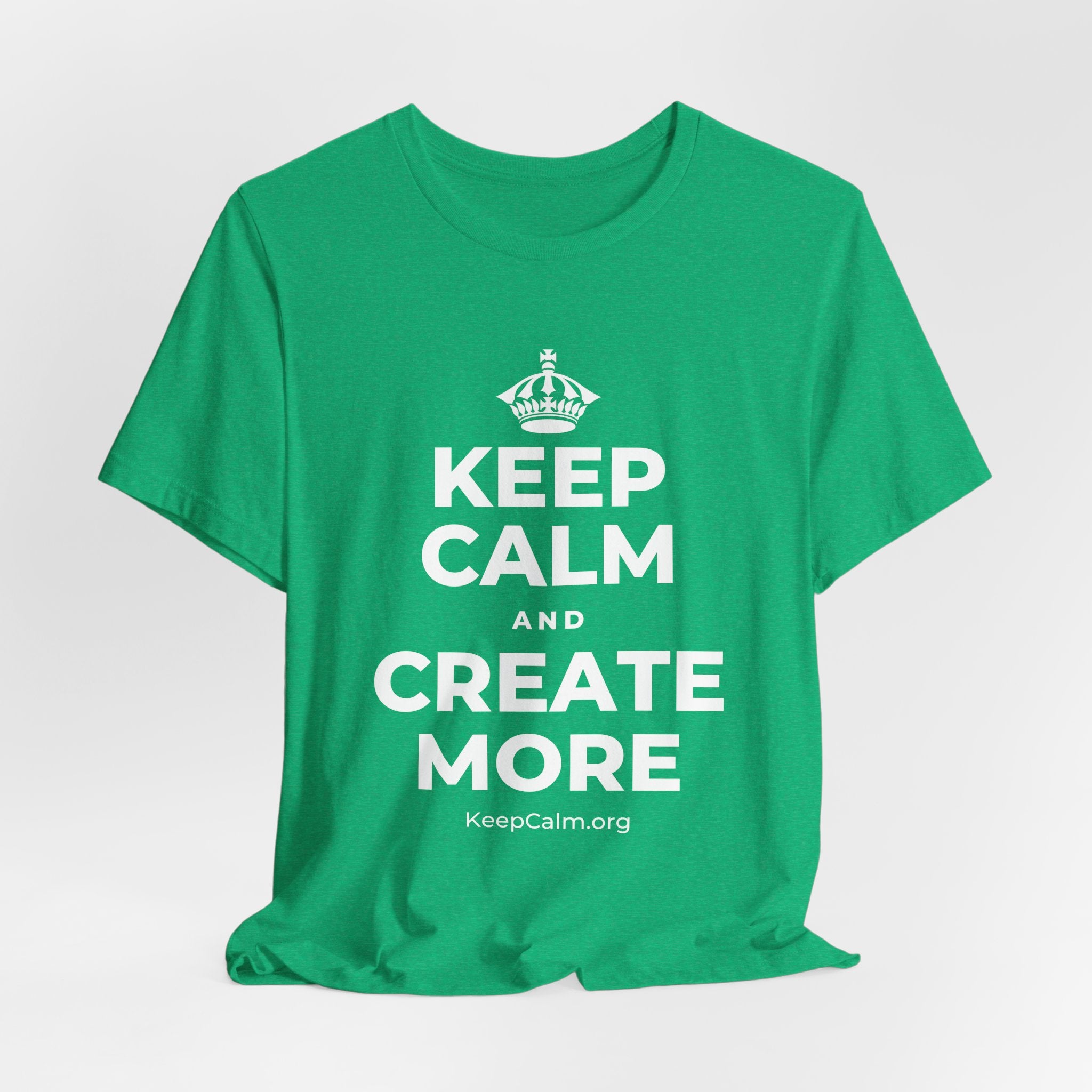 KEEP CALM AND CREATE MORE T-Shirt (Baby Blue–Silver)