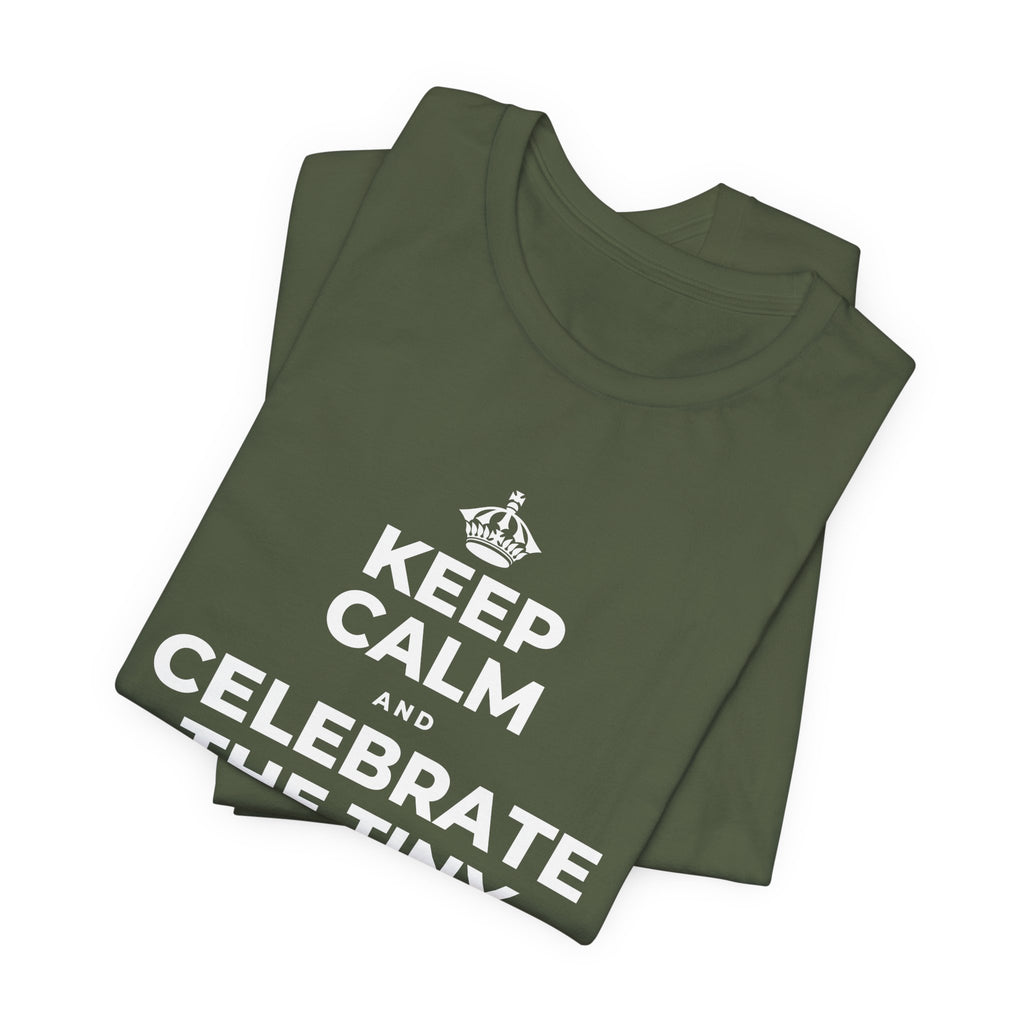 KEEP CALM AND CELEBRATE THE TINY VICTORIES EVERY SINGLE DAY T-Shirt (Military Green–Autumn)