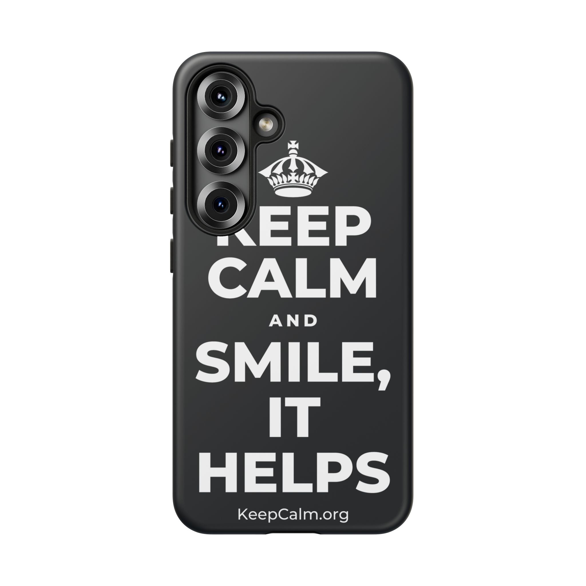 KEEP CALM AND SMILE, IT HELPS Phone Case (Dark)