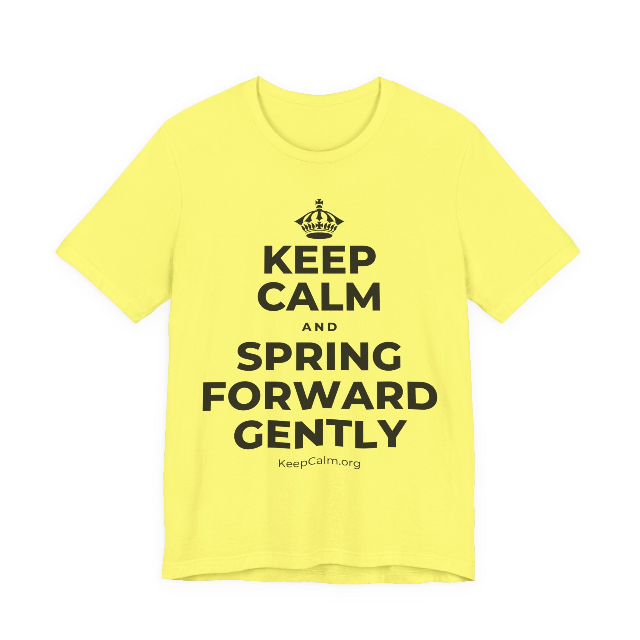 KEEP CALM AND SPRING FORWARD GENTLY T-Shirt (Soft Cream–Heather Mauve)