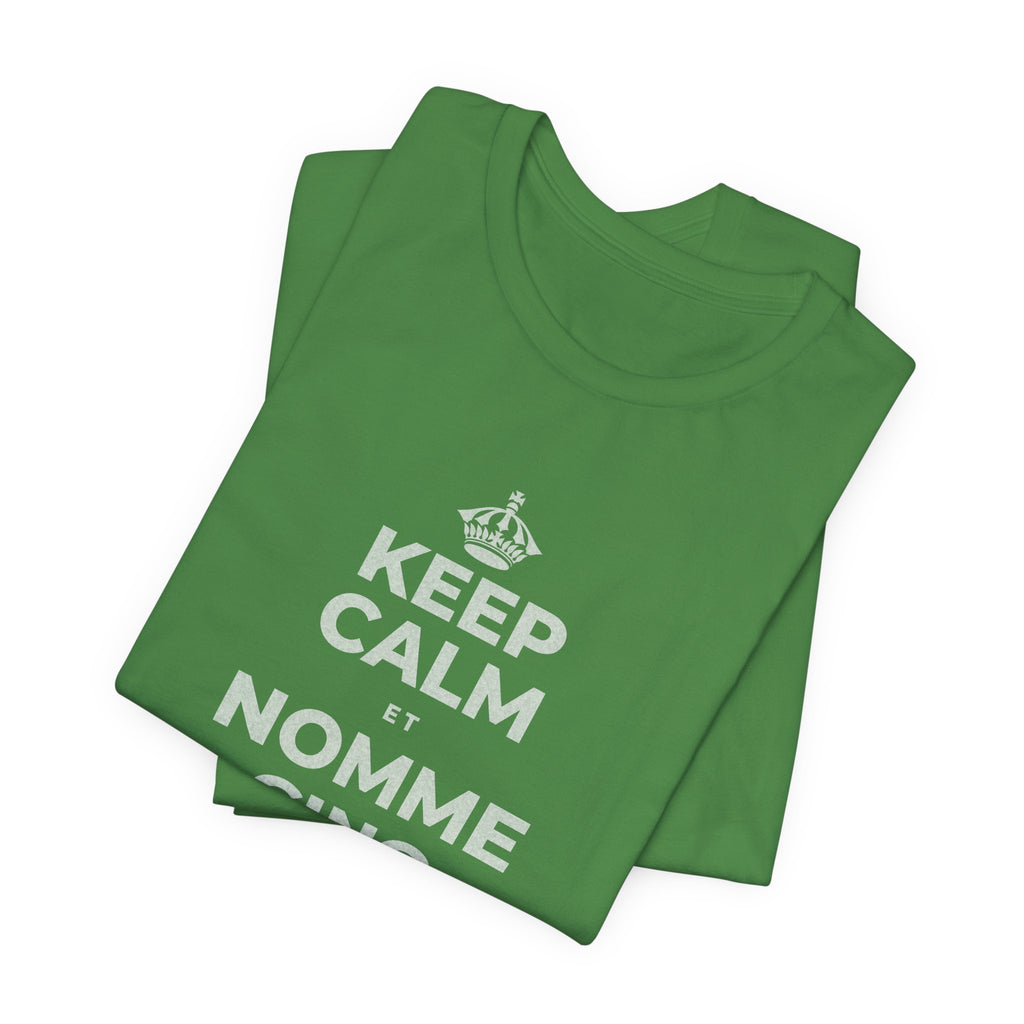 KEEP CALM ET NOMME CINQ CHOSES QUE TU VOIS T-Shirt (Baby Blue–Silver)