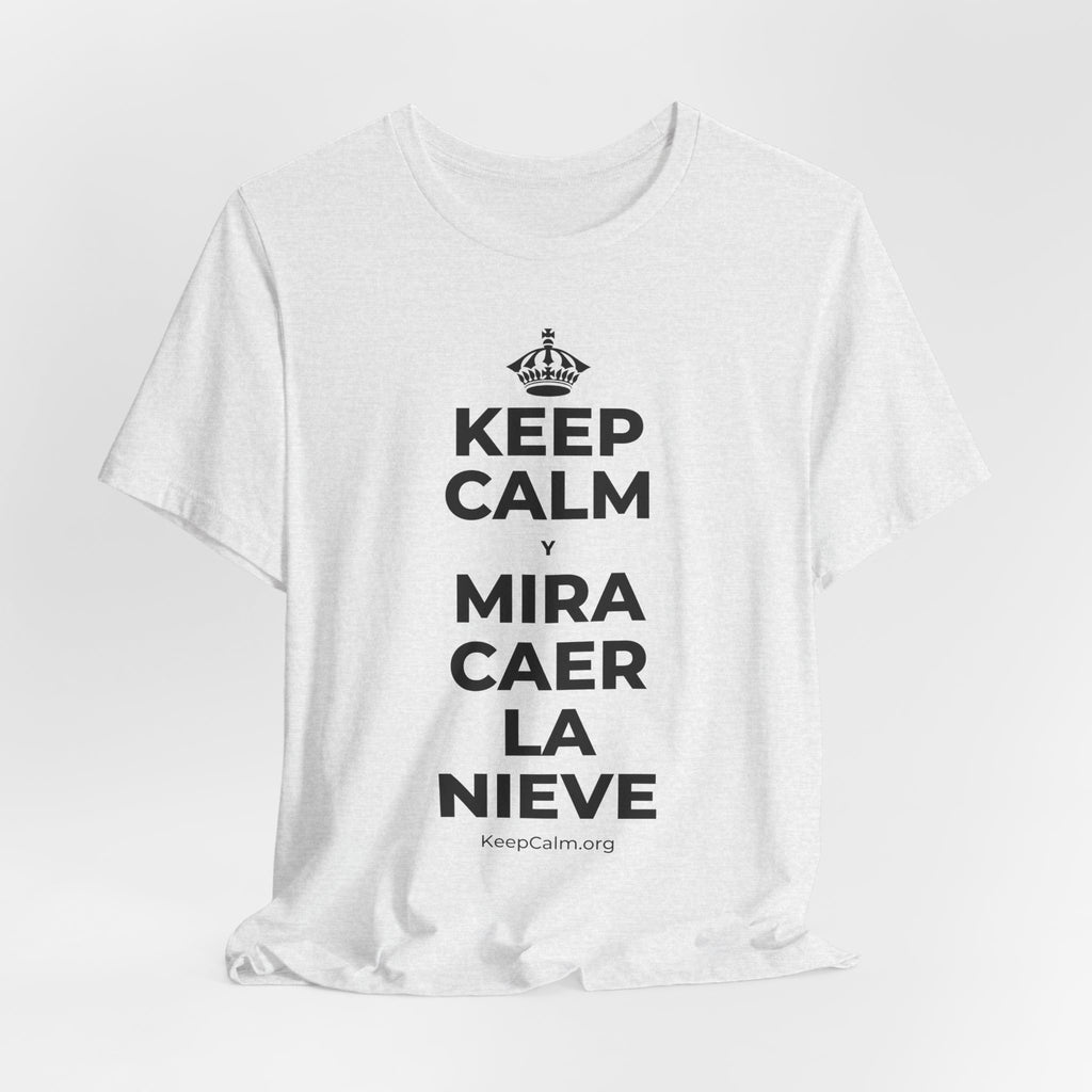 KEEP CALM Y MIRA CAER LA NIEVE T-Shirt (Soft Cream–Heather Mauve)