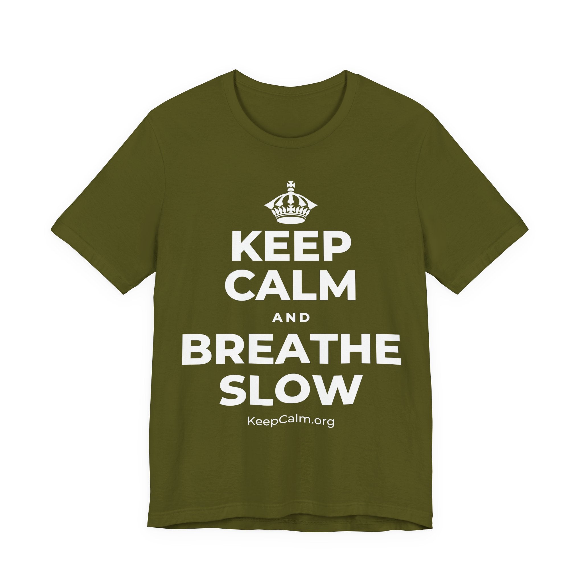 KEEP CALM AND BREATHE SLOW T-Shirt (Baby Blue–Silver)