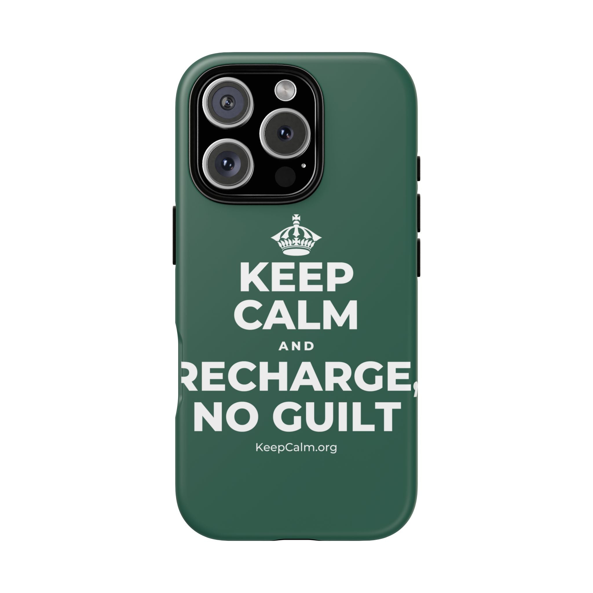 KEEP CALM AND RECHARGE, NO GUILT Phone Case