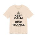 KEEP CALM AND GIVE THANKS T-Shirt (Soft Cream–Heather Mauve)