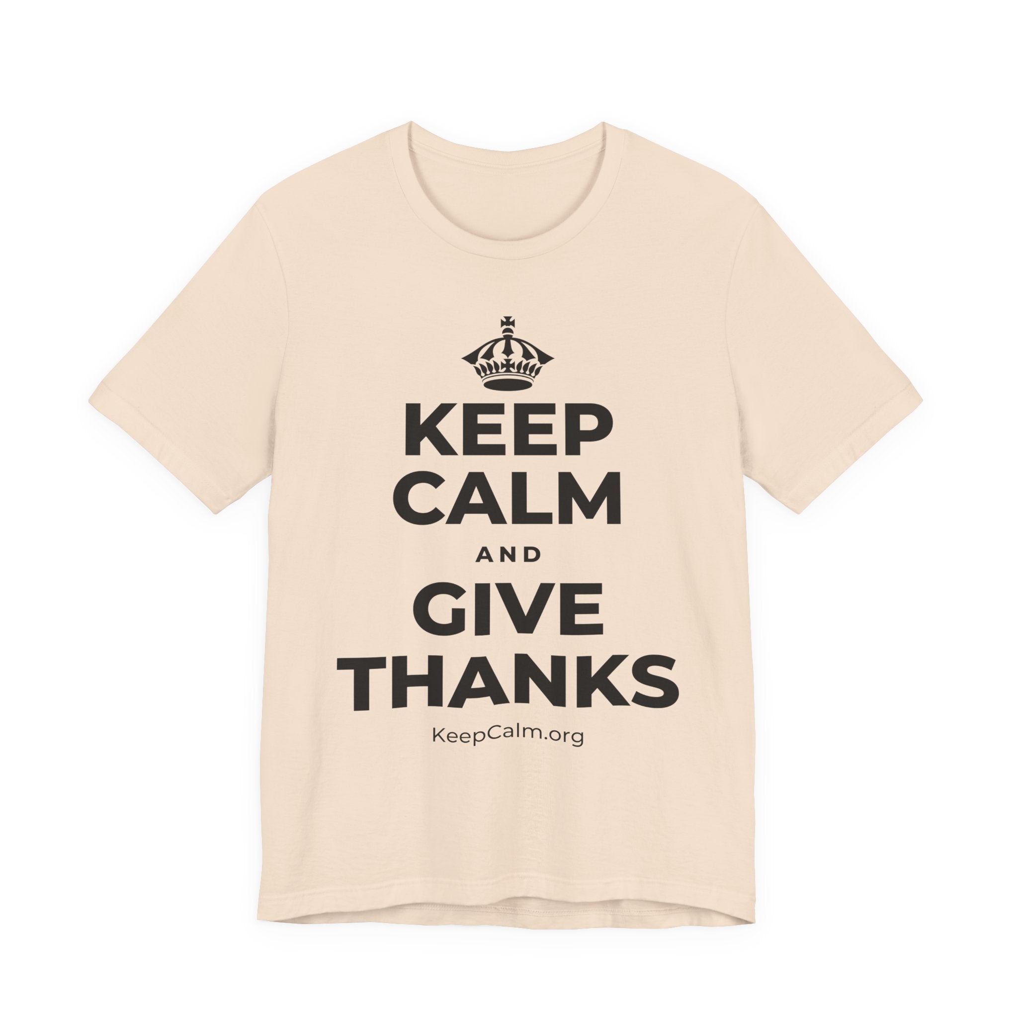 KEEP CALM AND GIVE THANKS T-Shirt (Soft Cream–Heather Mauve)