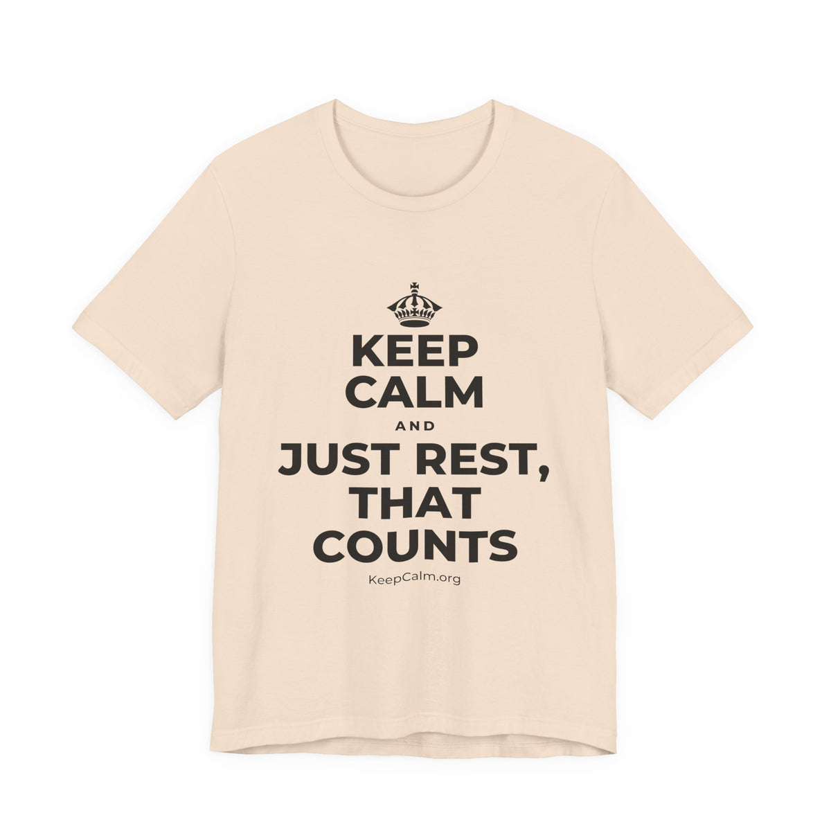 KEEP CALM AND JUST REST, THAT COUNTS T-Shirt (Soft Cream–Heather Mauve)