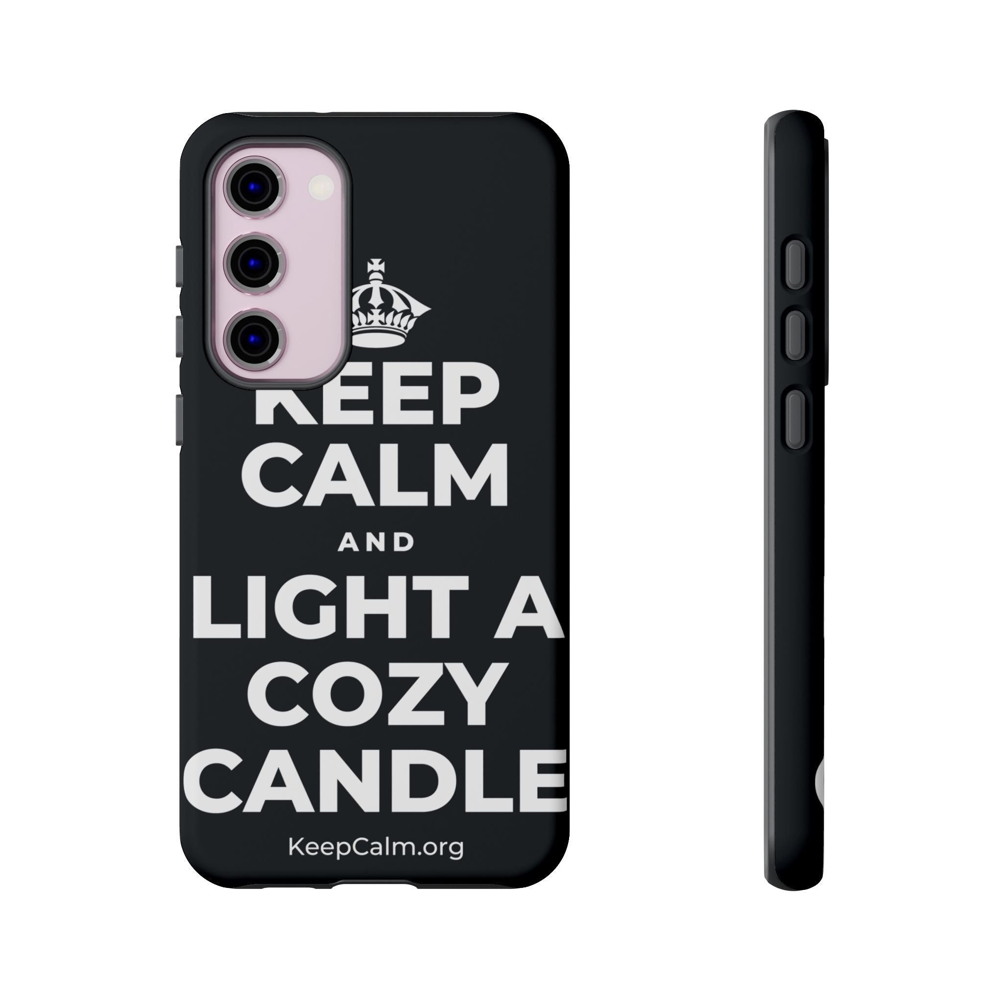 KEEP CALM AND LIGHT A COZY CANDLE Phone Case (Dark)