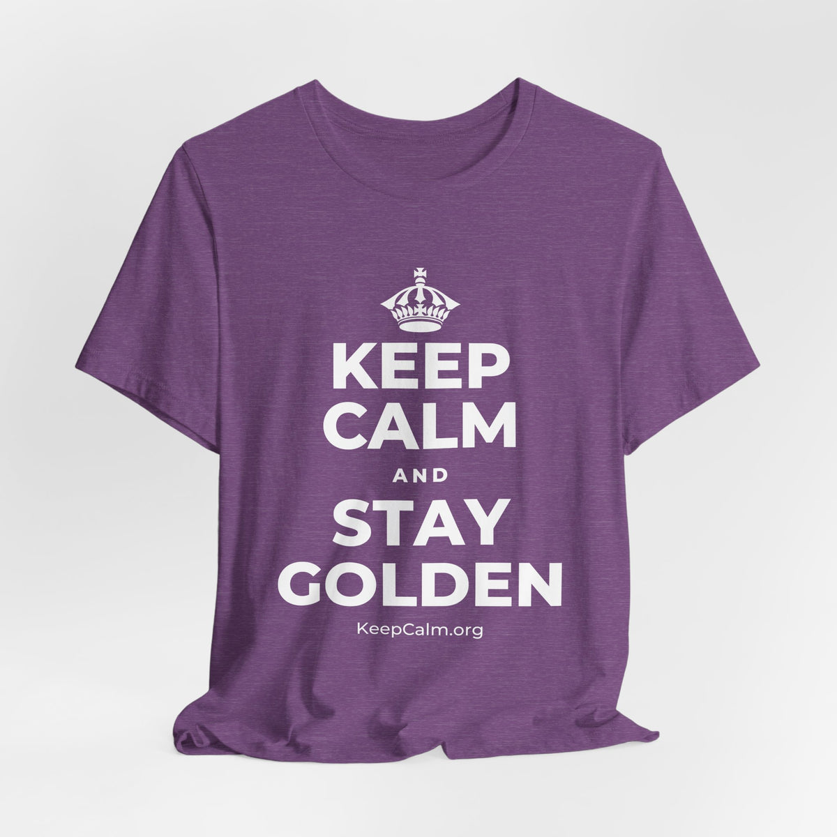 KEEP CALM AND STAY GOLDEN T-Shirt (Baby Blue–Silver)