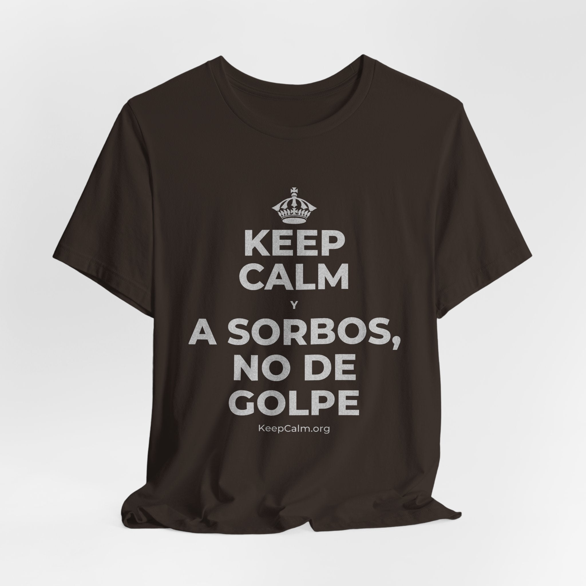 KEEP CALM Y A SORBOS, NO DE GOLPE T-Shirt (Soft Cream–Heather Mauve)