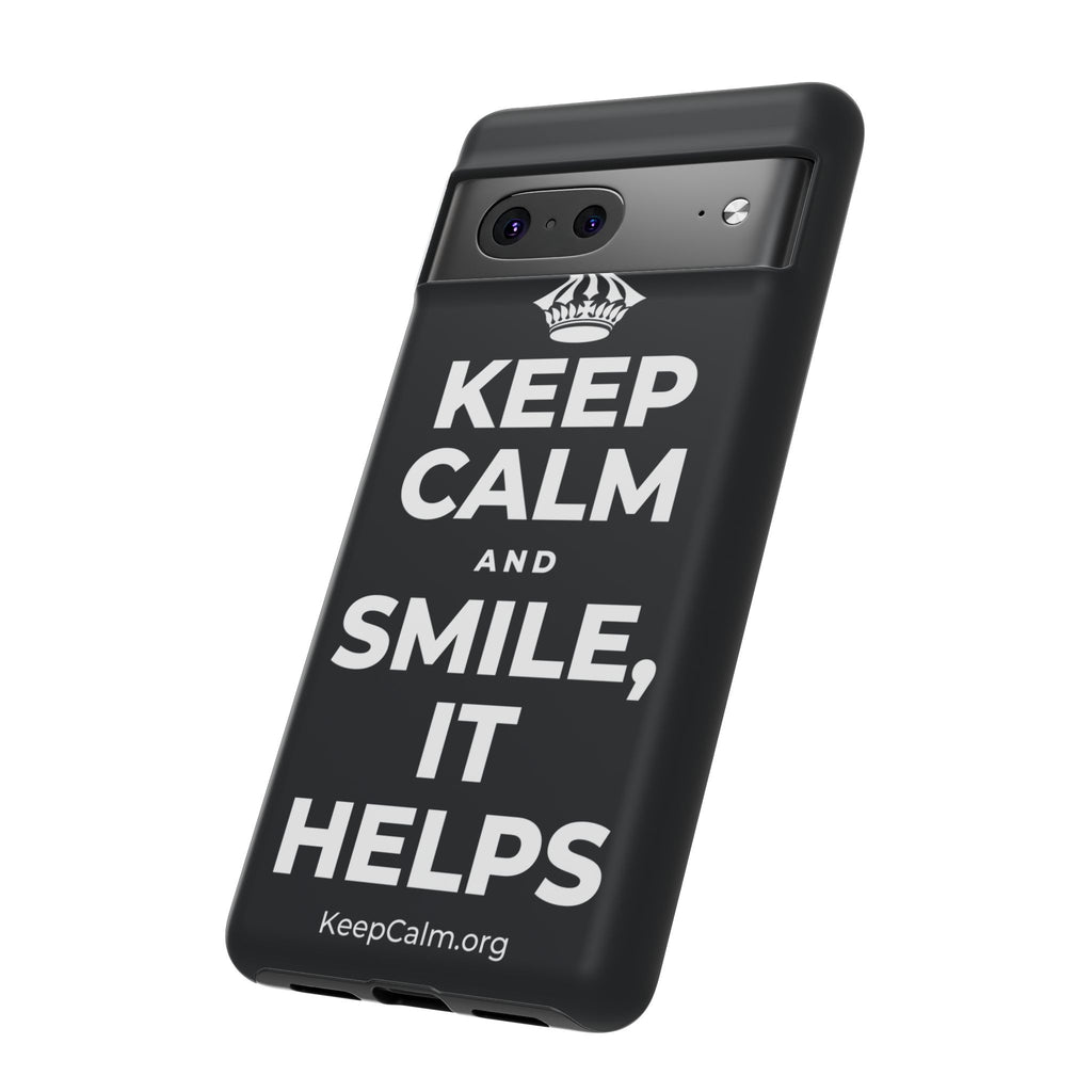 KEEP CALM AND SMILE, IT HELPS Phone Case (Dark)