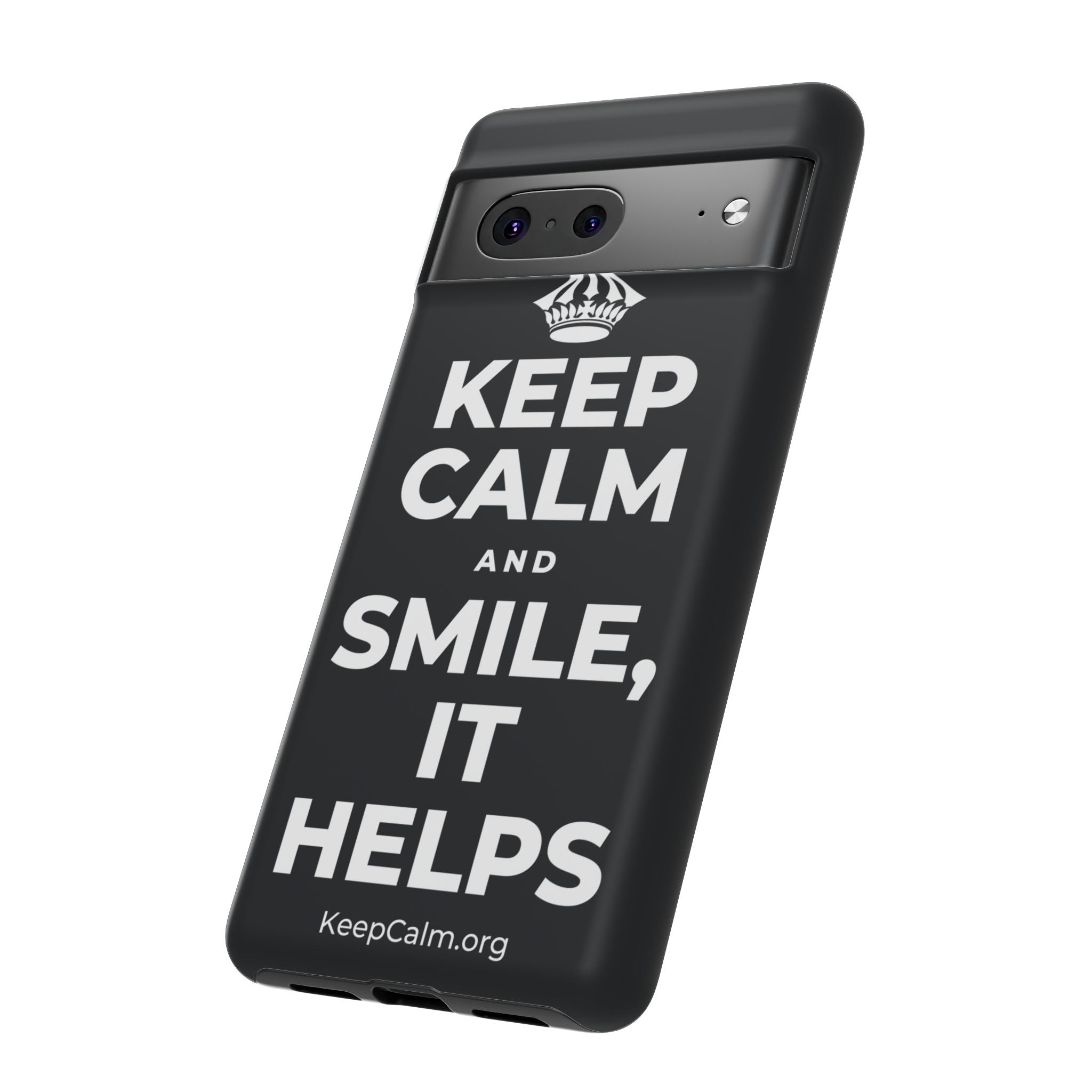 KEEP CALM AND SMILE, IT HELPS Phone Case (Dark)