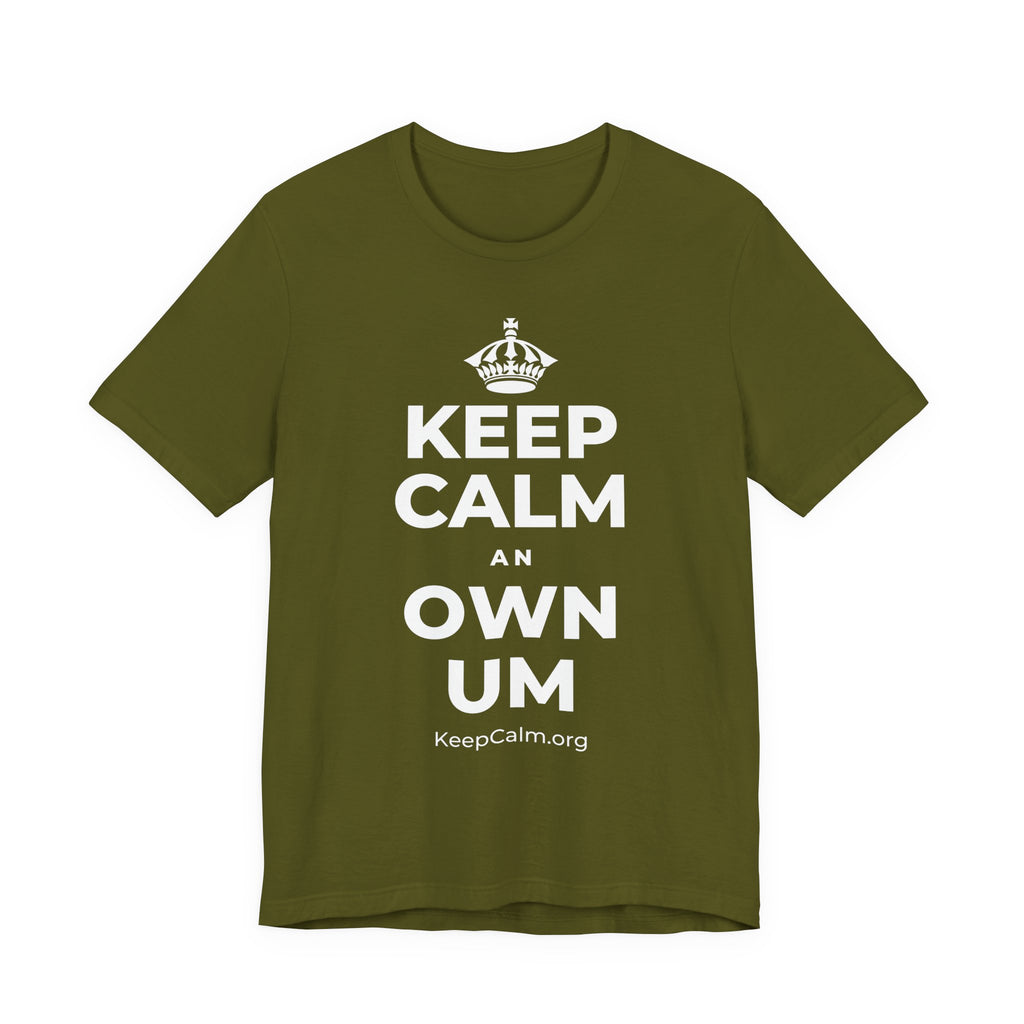 KEEP CALM AN OWN UM T-Shirt (Baby Blue–Silver)