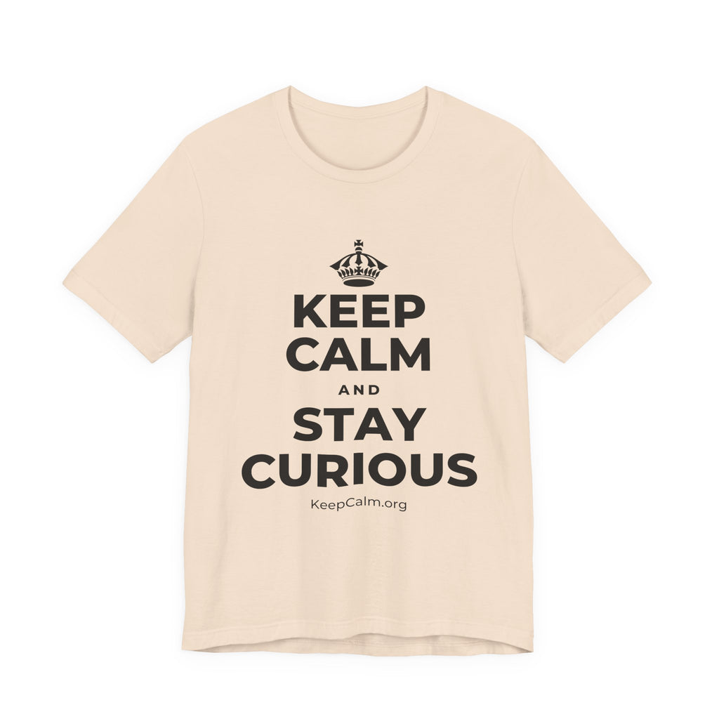 KEEP CALM AND STAY CURIOUS T-Shirt (Soft Cream–Heather Mauve)