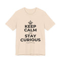 KEEP CALM AND STAY CURIOUS T-Shirt (Soft Cream–Heather Mauve)