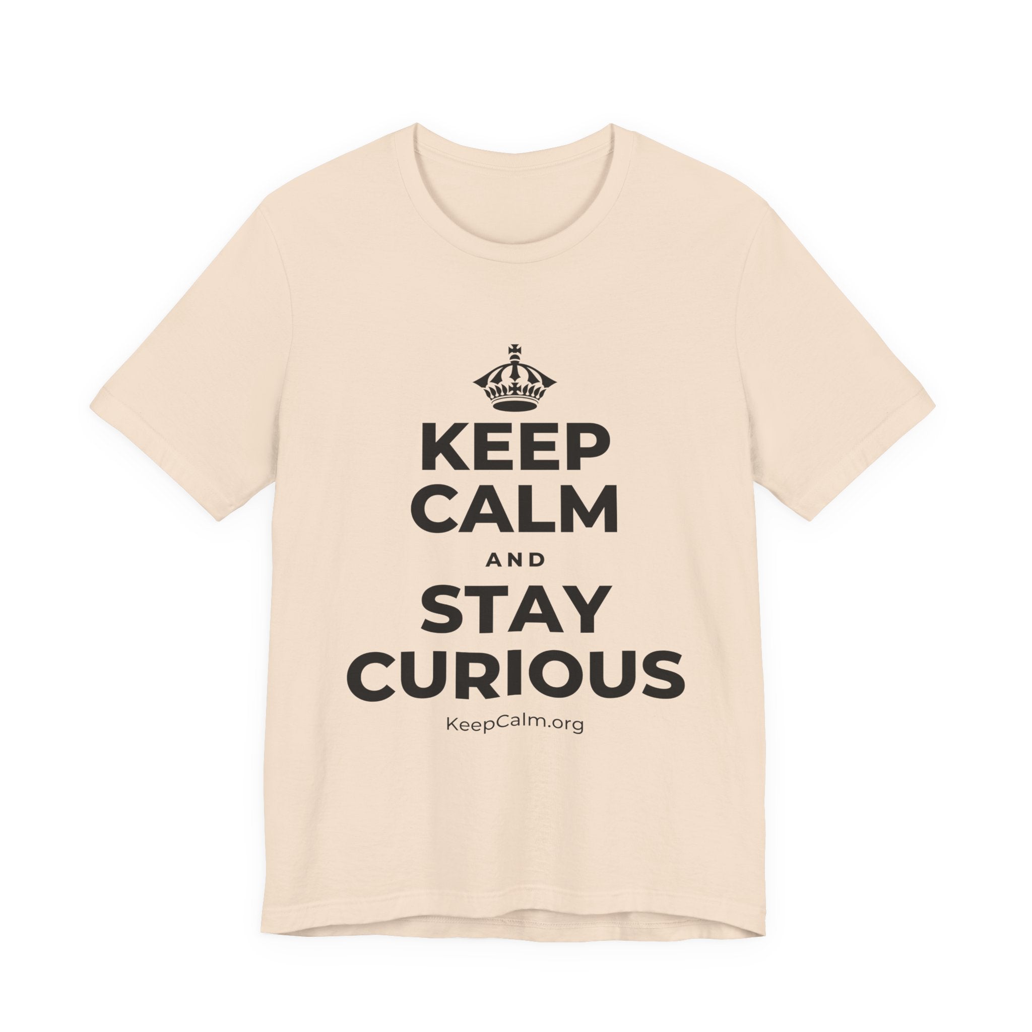 KEEP CALM AND STAY CURIOUS T-Shirt (Soft Cream–Heather Mauve)
