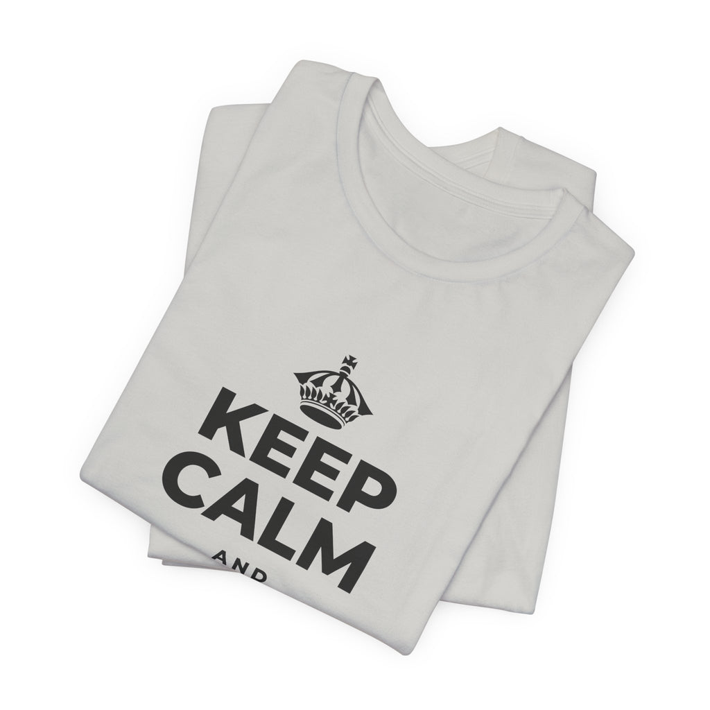 KEEP CALM AND TIDY ONE THING T-Shirt (Baby Blue–Silver)