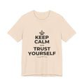 KEEP CALM AND TRUST YOURSELF T-Shirt (Soft Cream–Heather Mauve)