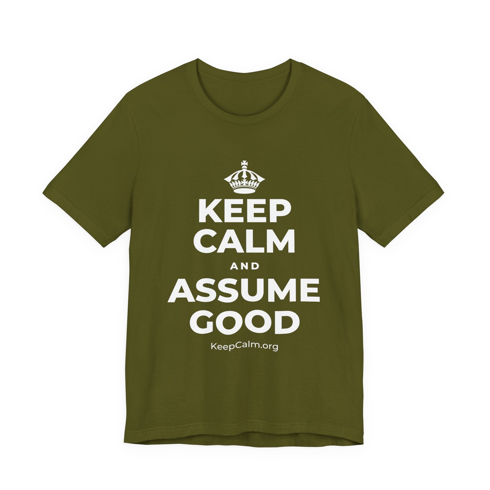 KEEP CALM AND ASSUME GOOD T-Shirt (Baby Blue–Silver)