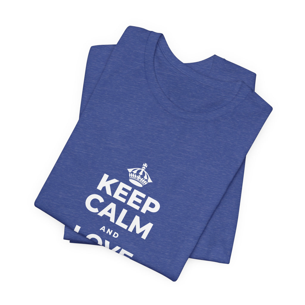 KEEP CALM AND LOVE WITHOUT POSSESSION T-Shirt (Baby Blue–Silver)