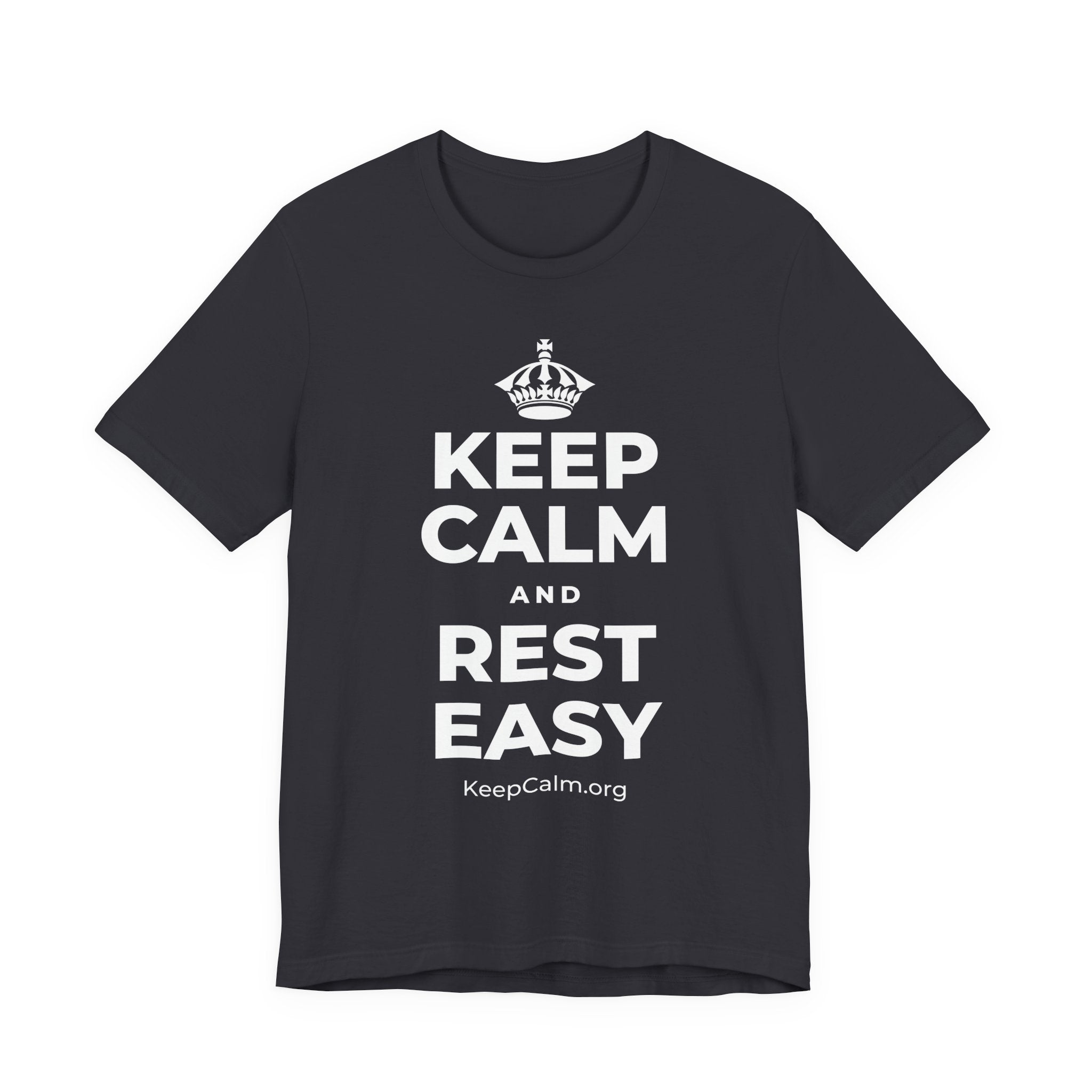 KEEP CALM AND REST EASY T-Shirt (Baby Blue–Silver)
