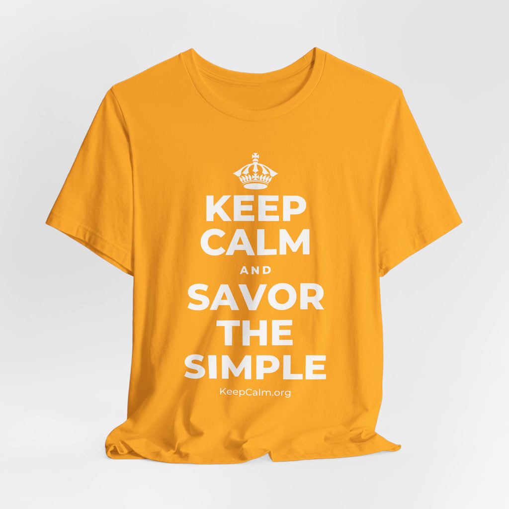 KEEP CALM AND SAVOR THE SIMPLE T-Shirt (Baby Blue–Silver)
