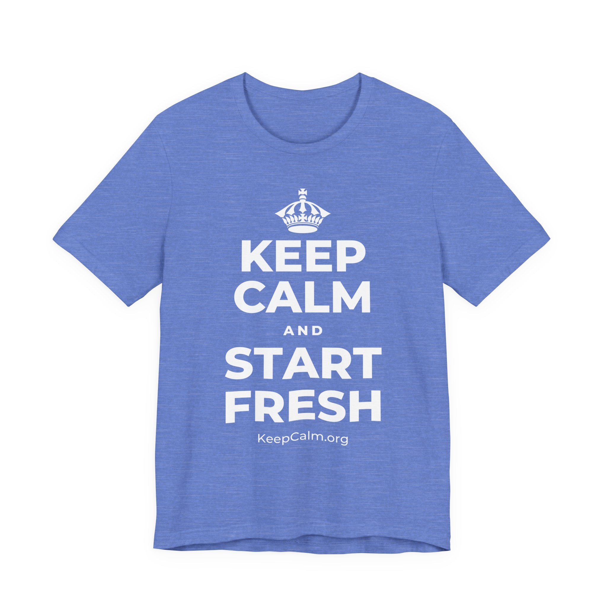 KEEP CALM AND START FRESH T-Shirt (Soft Cream–Heather Mauve)