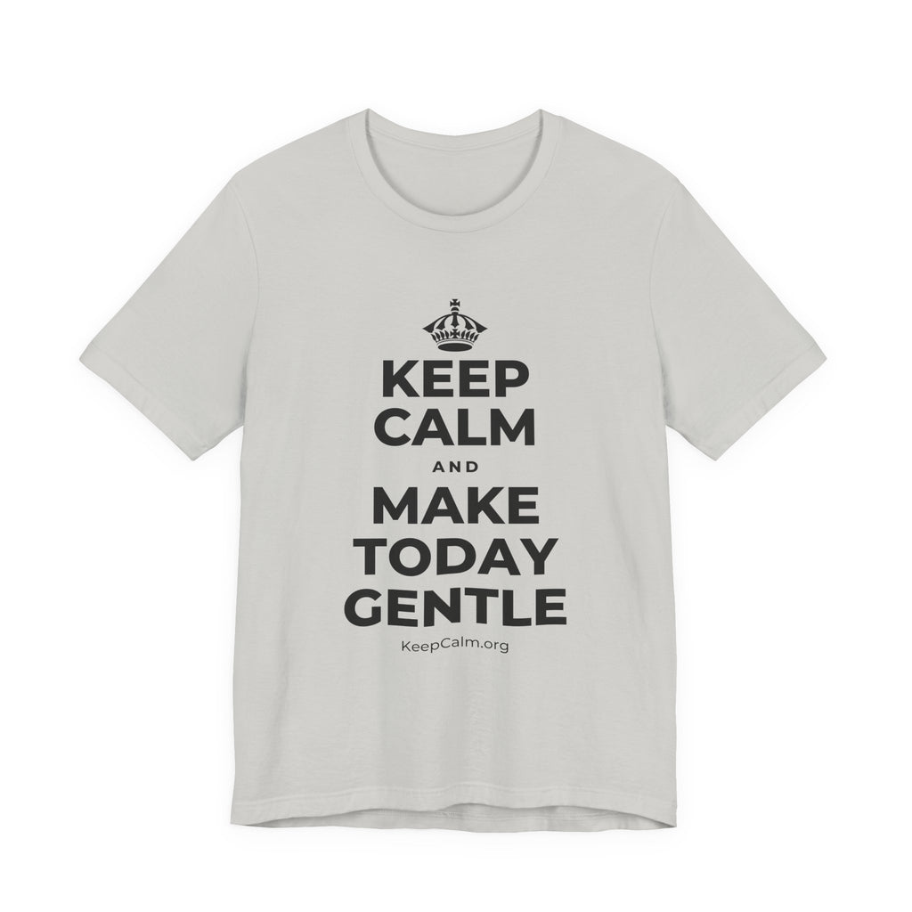 KEEP CALM AND MAKE TODAY GENTLE T-Shirt (Baby Blue–Silver)