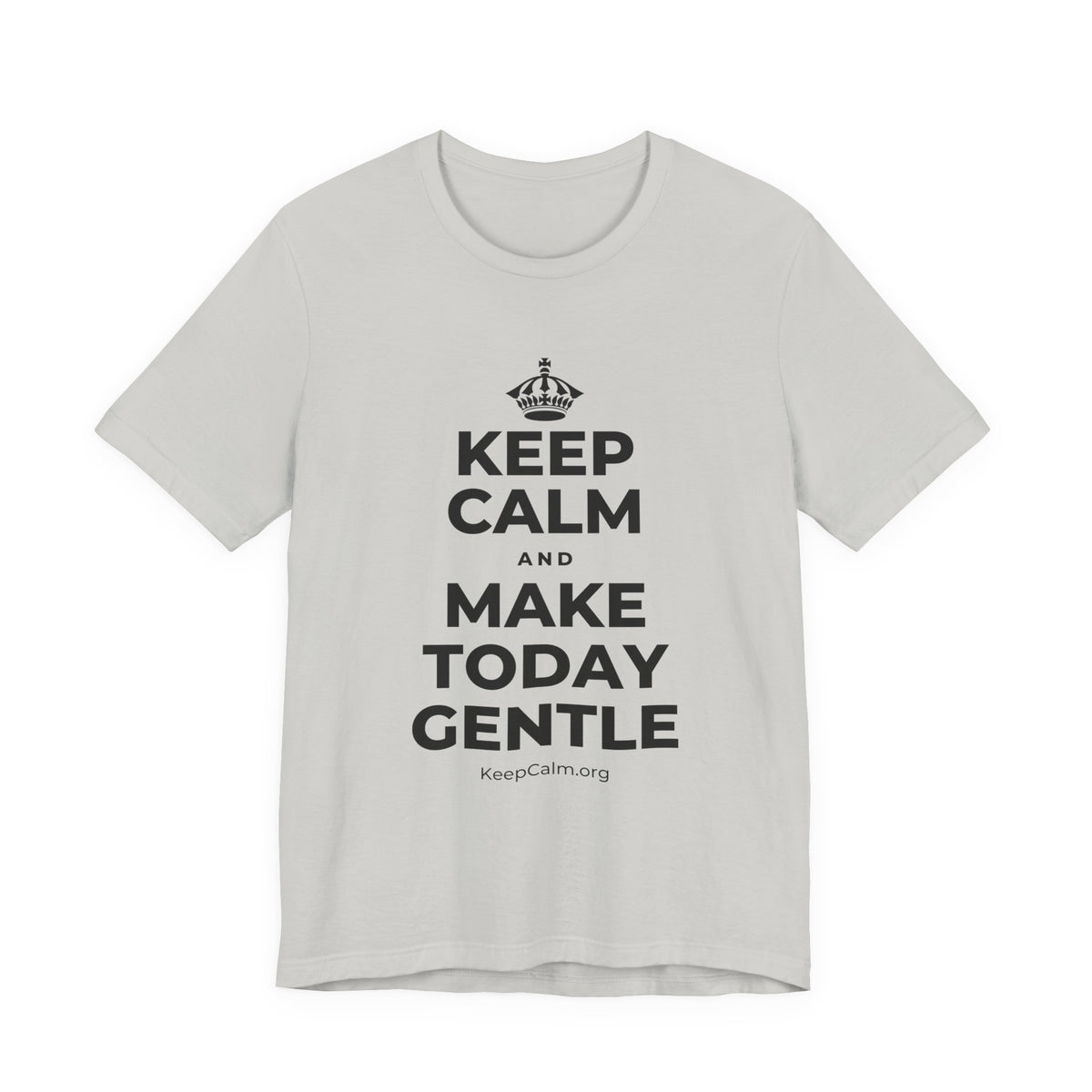 KEEP CALM AND MAKE TODAY GENTLE T-Shirt (Baby Blue–Silver)