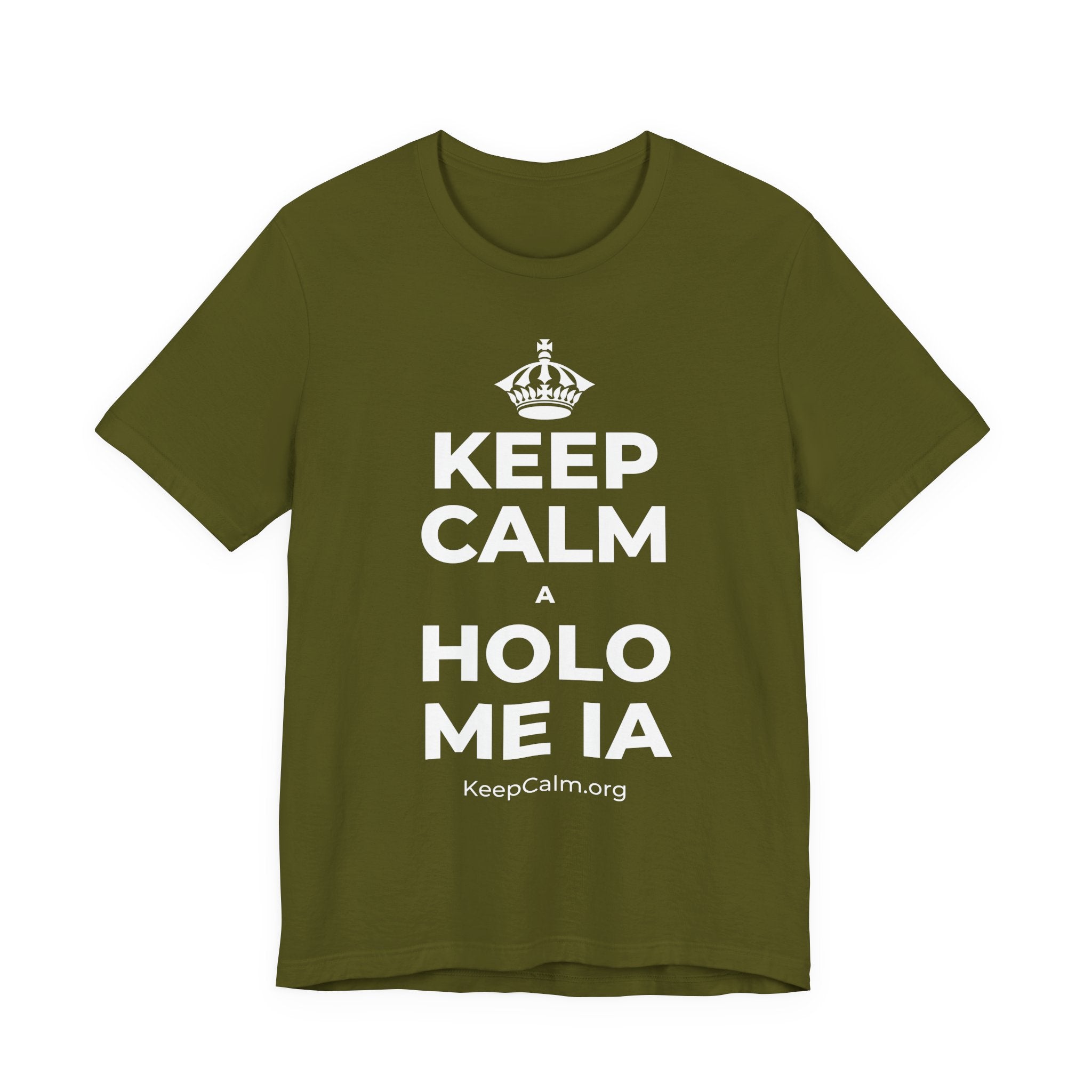 KEEP CALM A HOLO ME IA T-Shirt (Baby Blue–Silver)