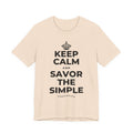KEEP CALM AND SAVOR THE SIMPLE T-Shirt (Soft Cream–Heather Mauve)