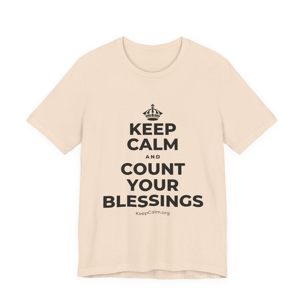 KEEP CALM AND COUNT YOUR BLESSINGS T-Shirt (Soft Cream–Heather Mauve)