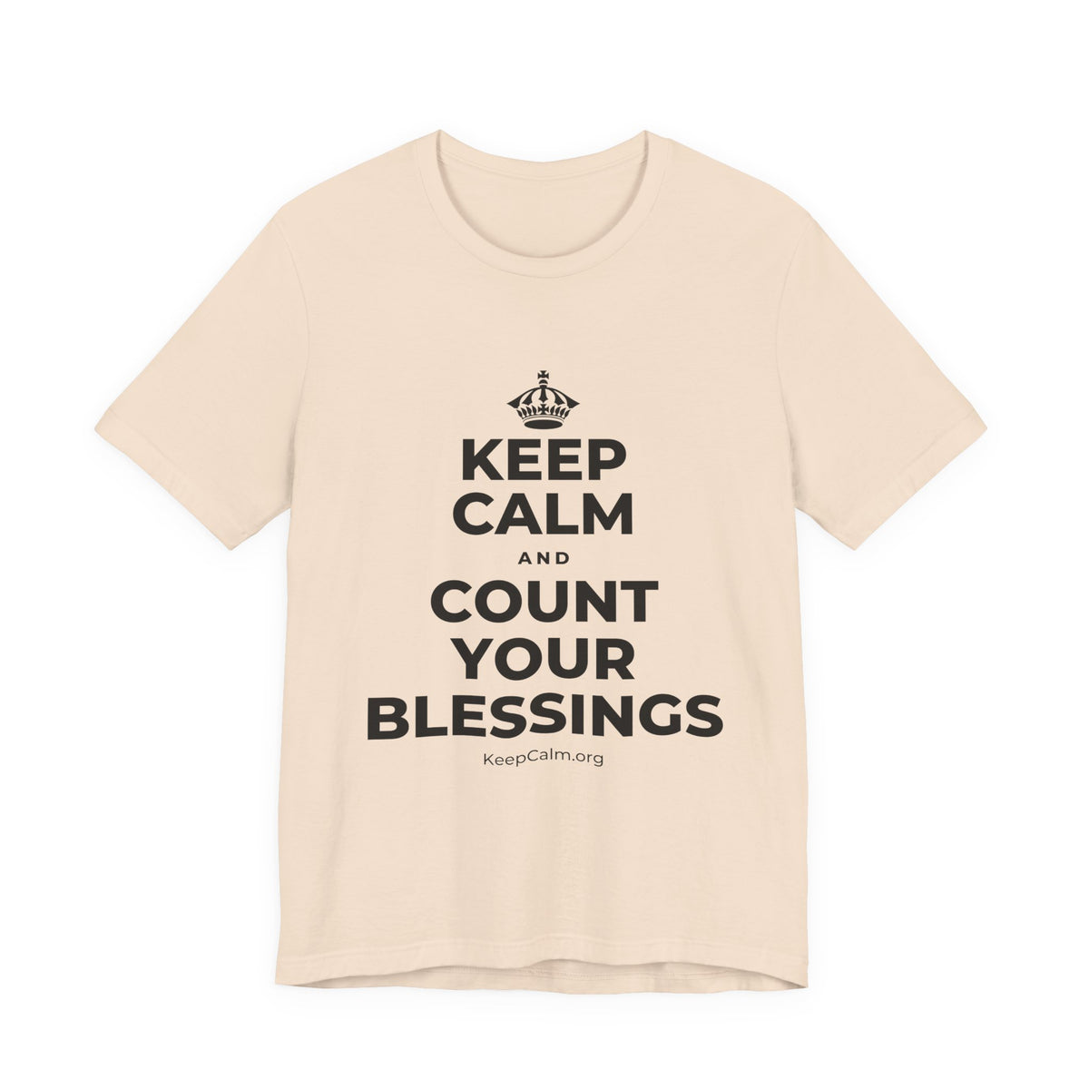 KEEP CALM AND COUNT YOUR BLESSINGS T-Shirt (Soft Cream–Heather Mauve)