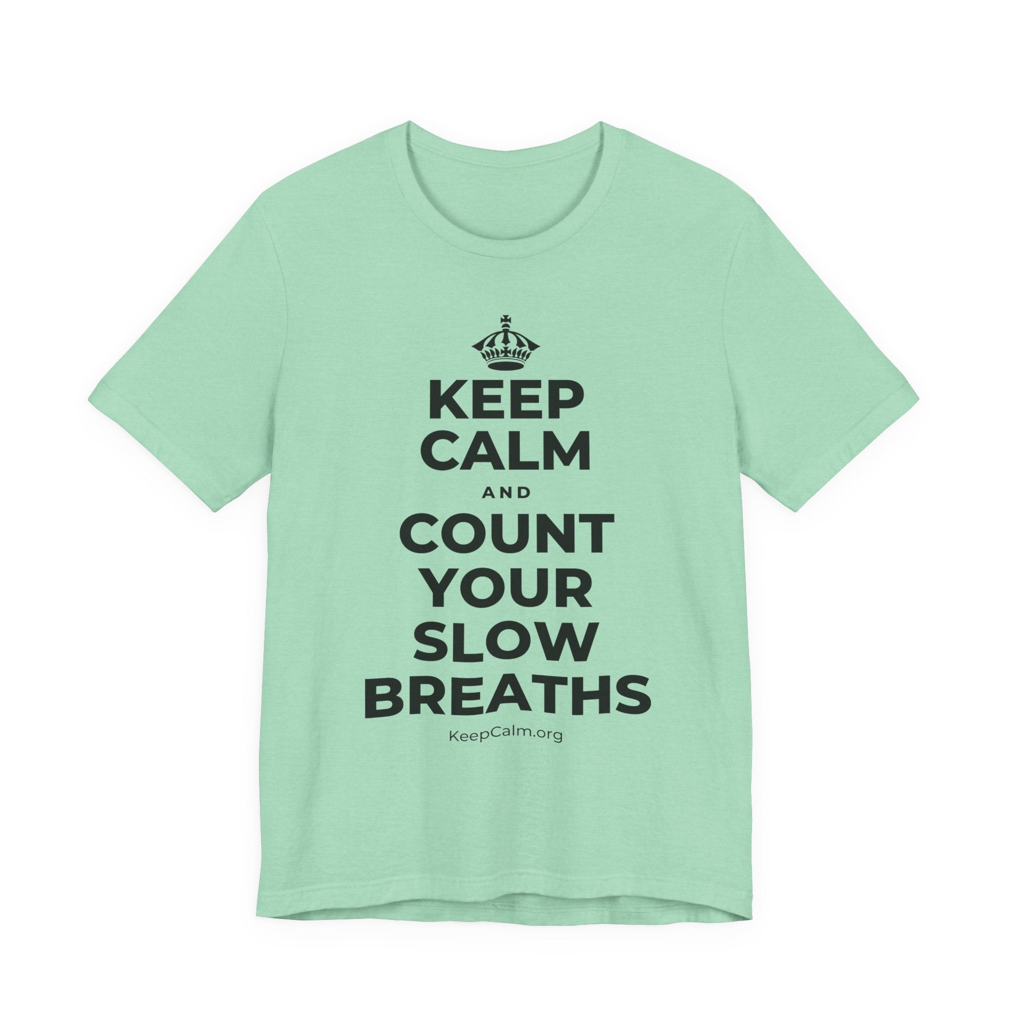 KEEP CALM AND COUNT YOUR SLOW BREATHS T-Shirt (Baby Blue–Silver)