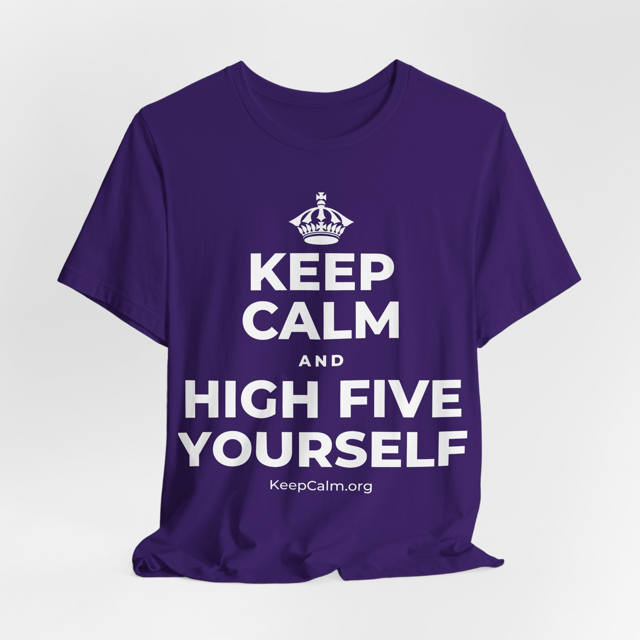 KEEP CALM AND HIGH FIVE YOURSELF T-Shirt (Soft Cream–Heather Mauve)