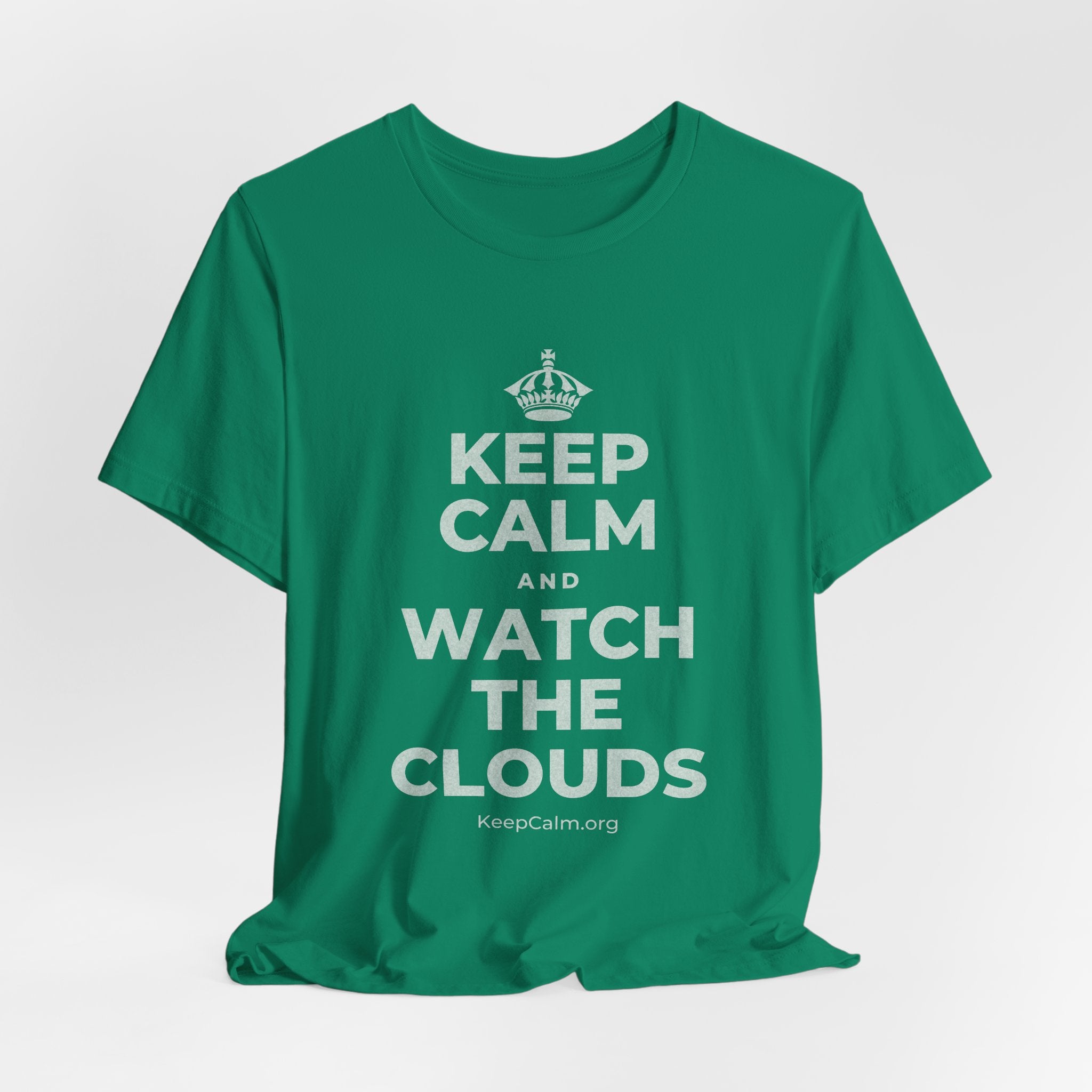 KEEP CALM AND WATCH THE CLOUDS T-Shirt (White–Asphalt)