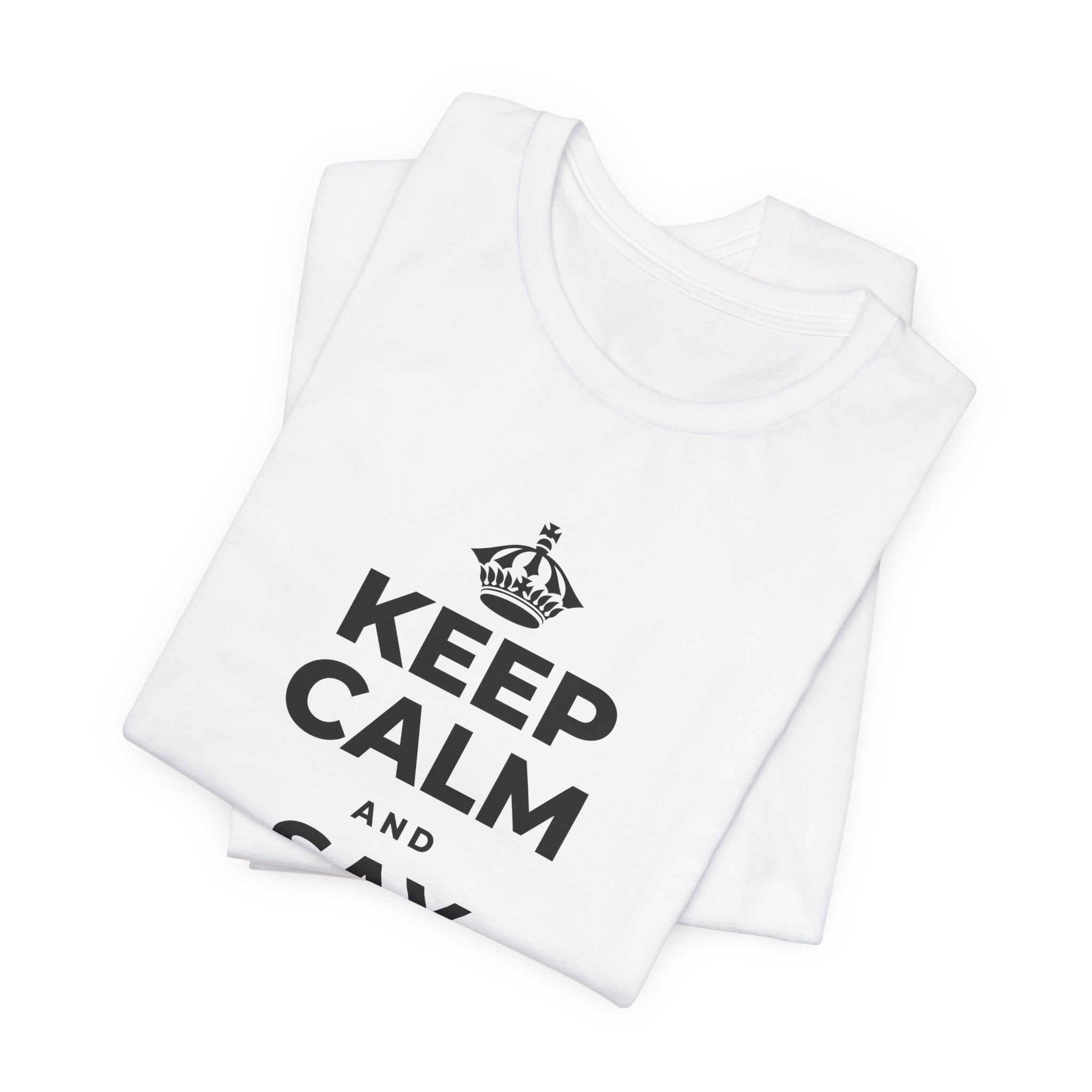 KEEP CALM AND SAY THANK YOU T-Shirt (White–Asphalt)