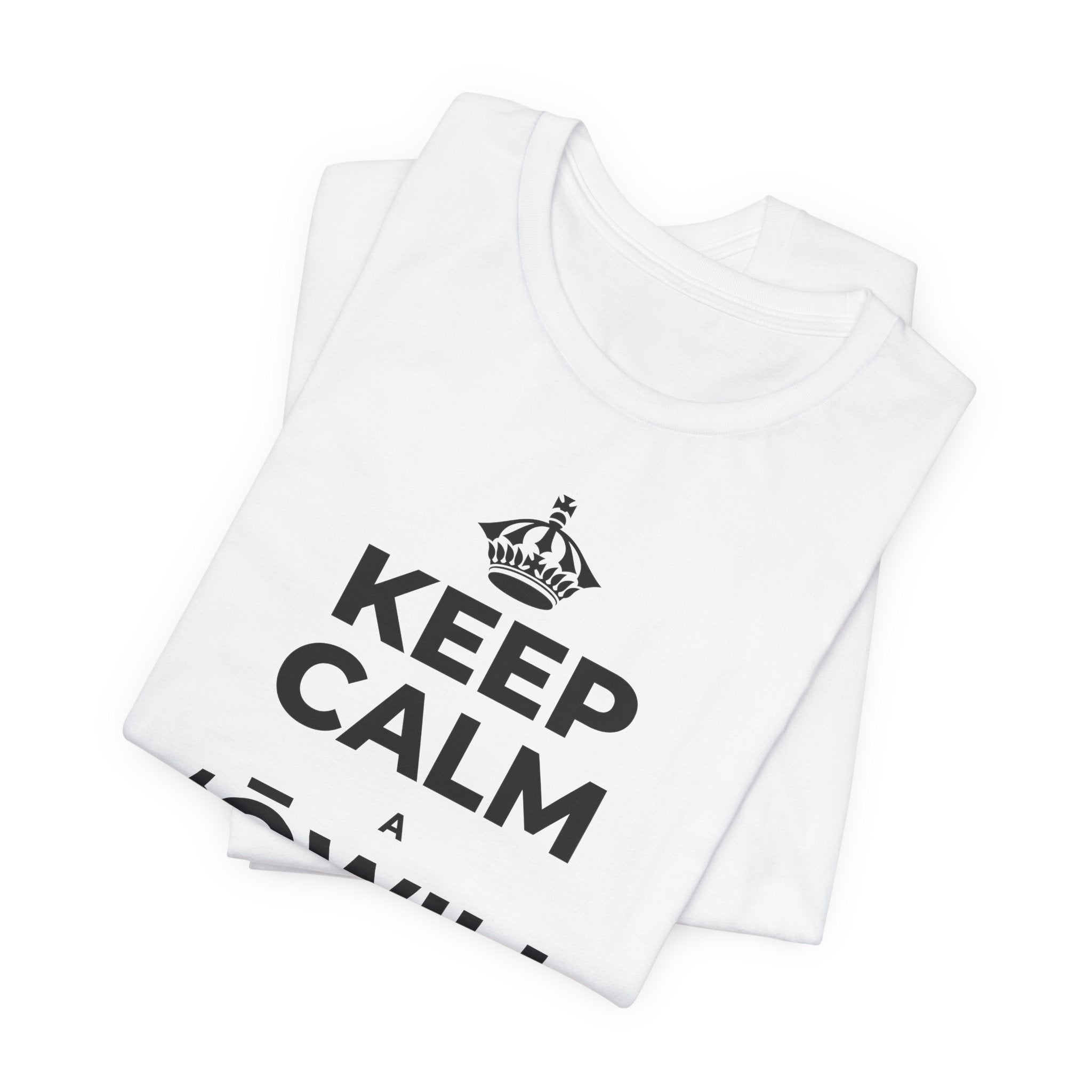 KEEP CALM A ʻŌWILI I KAHI KUʻEKE T-Shirt (White–Asphalt)
