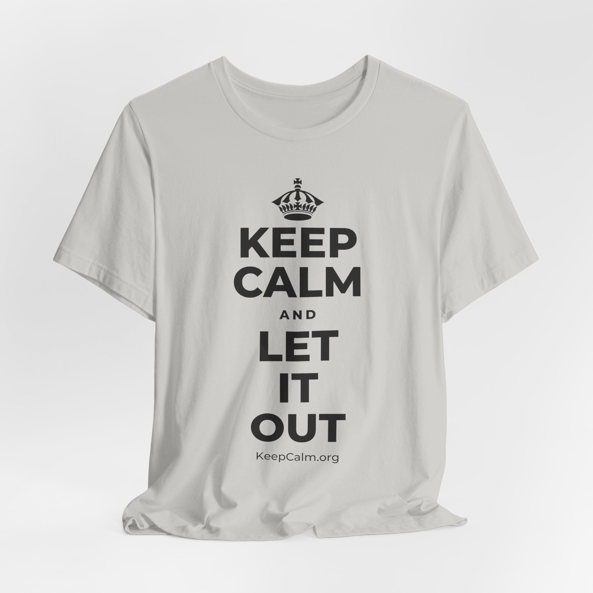 KEEP CALM AND LET IT OUT T-Shirt (Baby Blue–Silver)