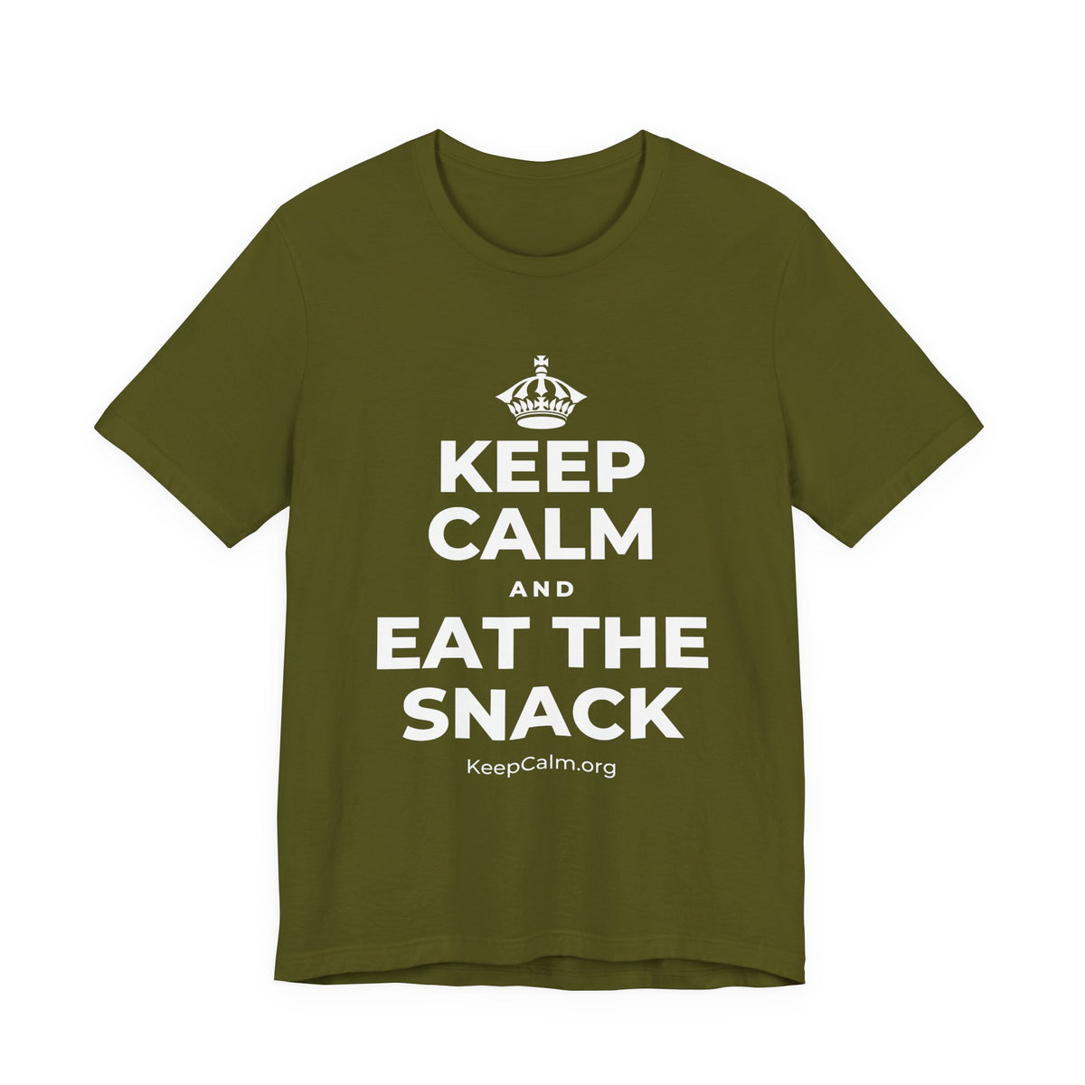 KEEP CALM AND EAT THE SNACK T-Shirt (Baby Blue–Silver)