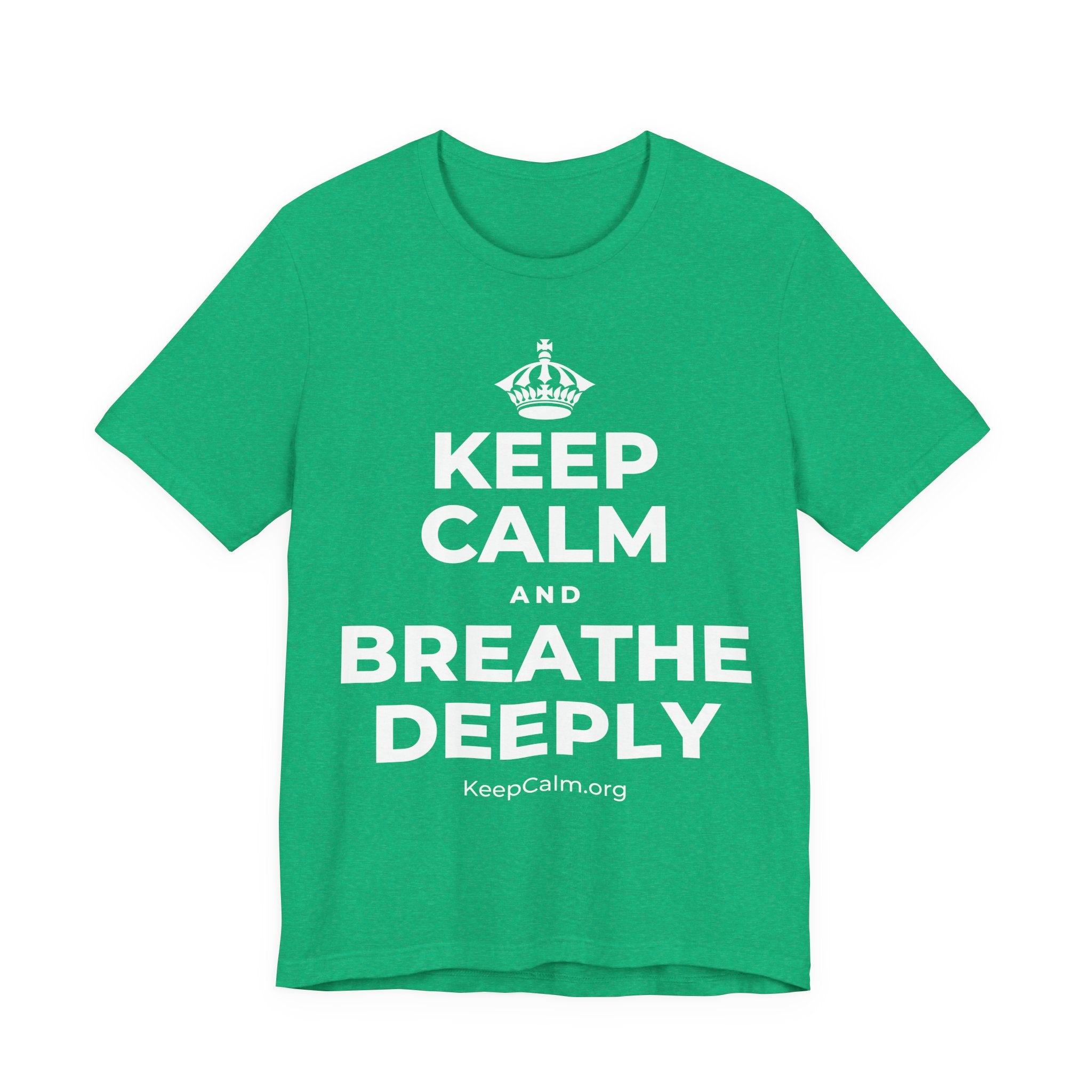KEEP CALM AND BREATHE DEEPLY T-Shirt (Baby Blue–Silver)