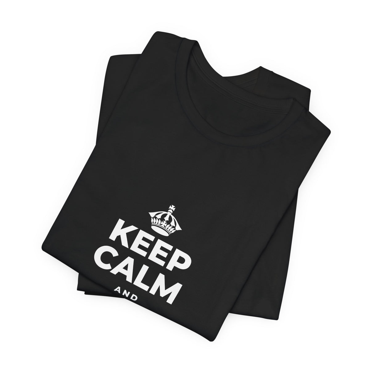 KEEP CALM AND CHASE GREATNESS T-Shirt (White–Asphalt)