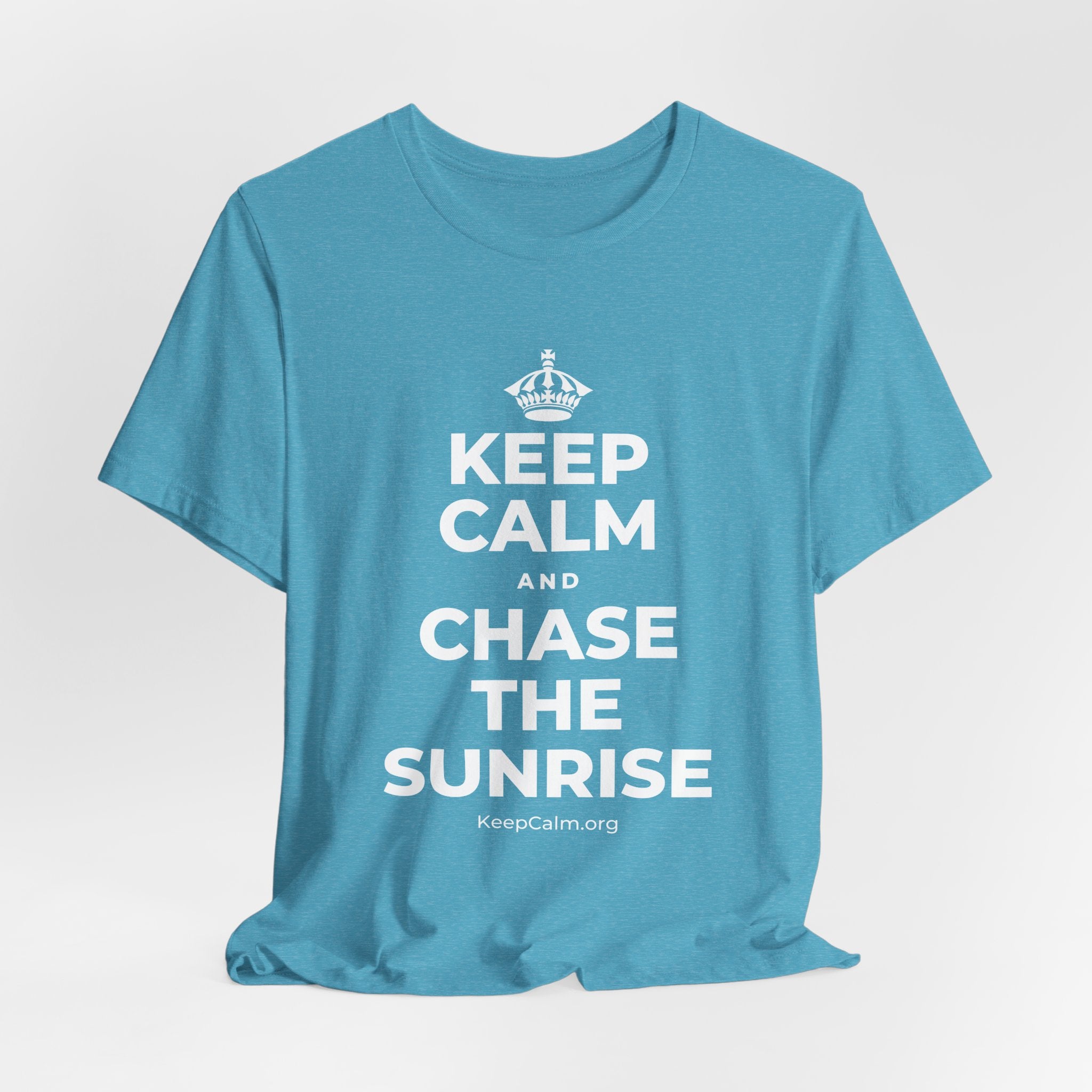KEEP CALM AND CHASE THE SUNRISE T-Shirt (Soft Cream–Heather Mauve)