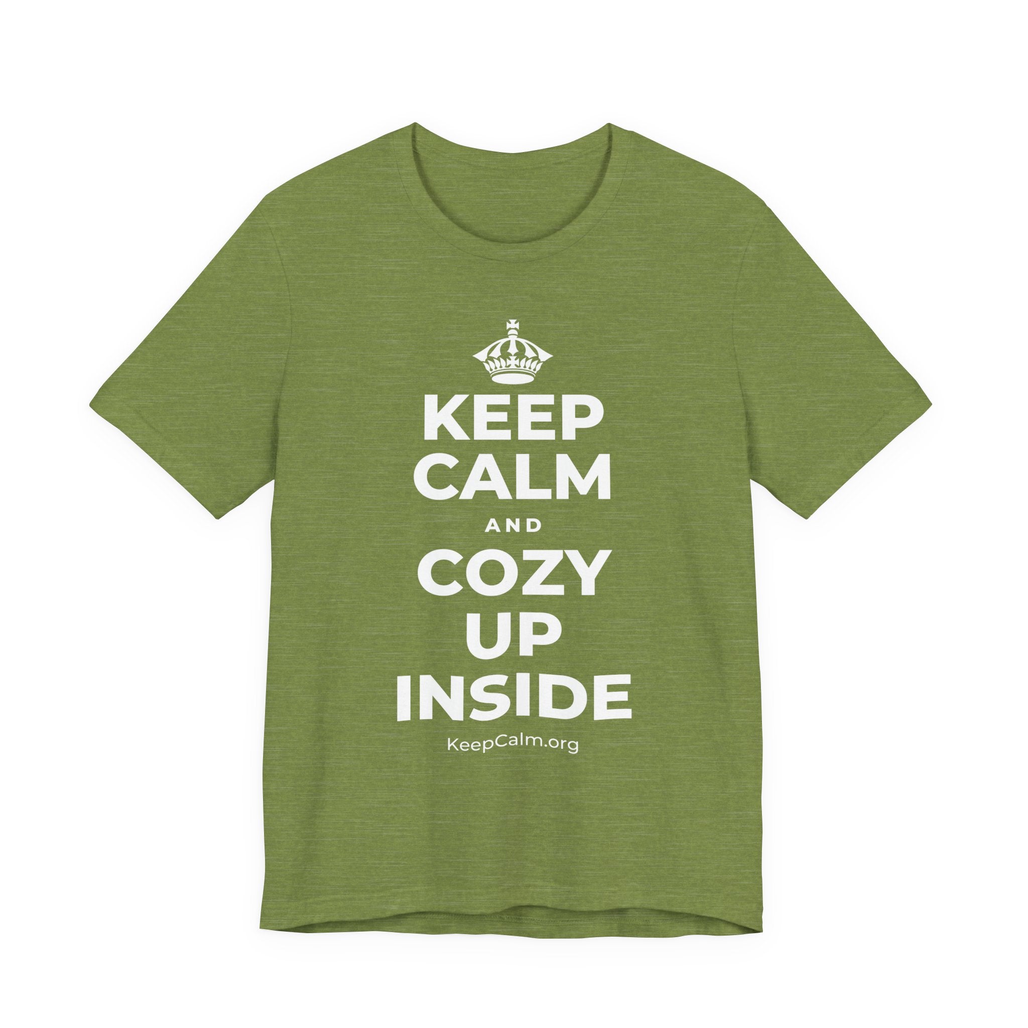 KEEP CALM AND COZY UP INSIDE T-Shirt (Baby Blue–Silver)