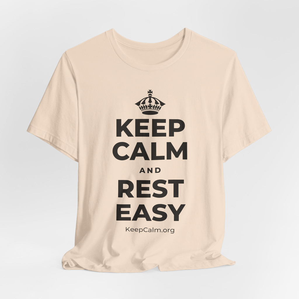 KEEP CALM AND REST EASY T-Shirt (Soft Cream–Heather Mauve)