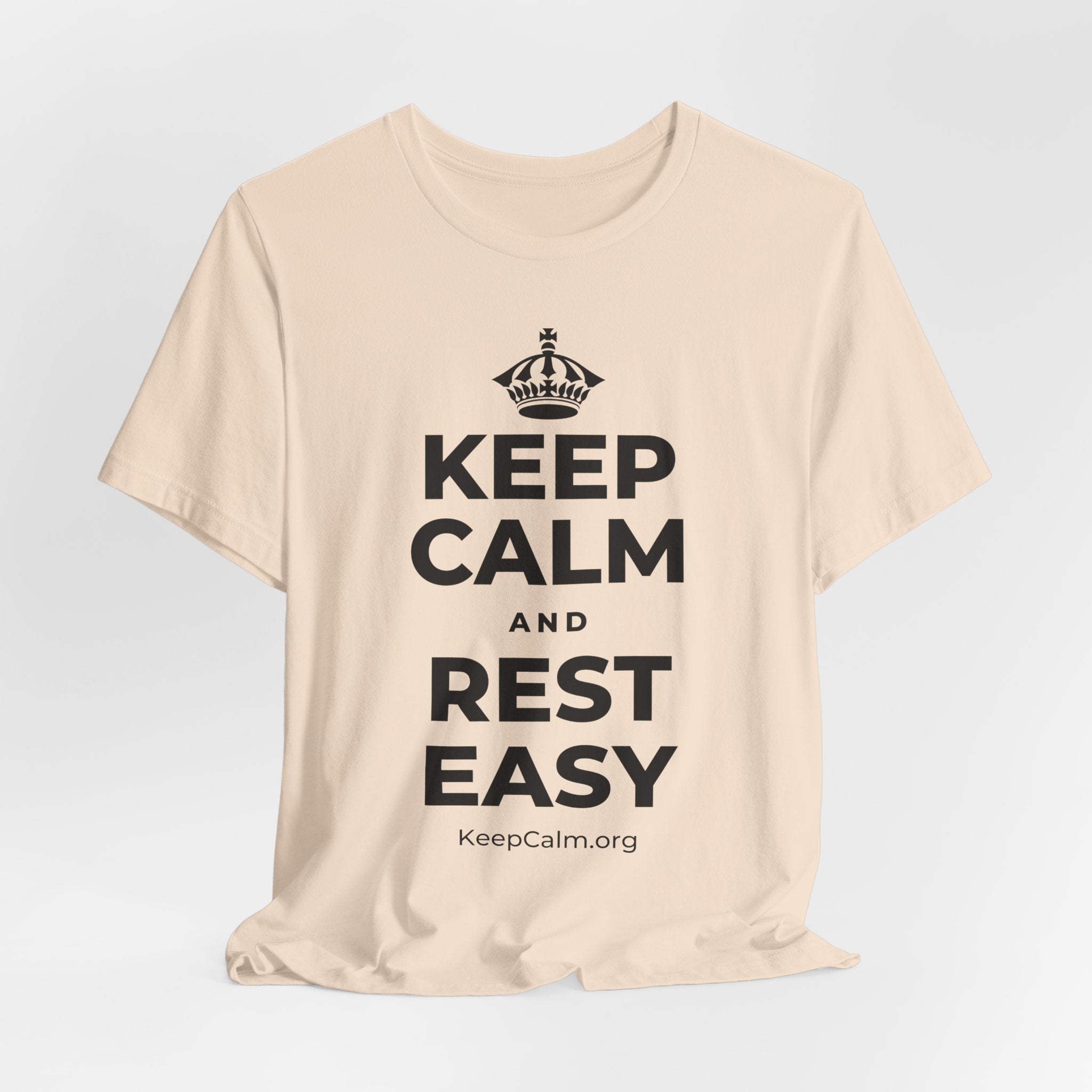 KEEP CALM AND REST EASY T-Shirt (Soft Cream–Heather Mauve)