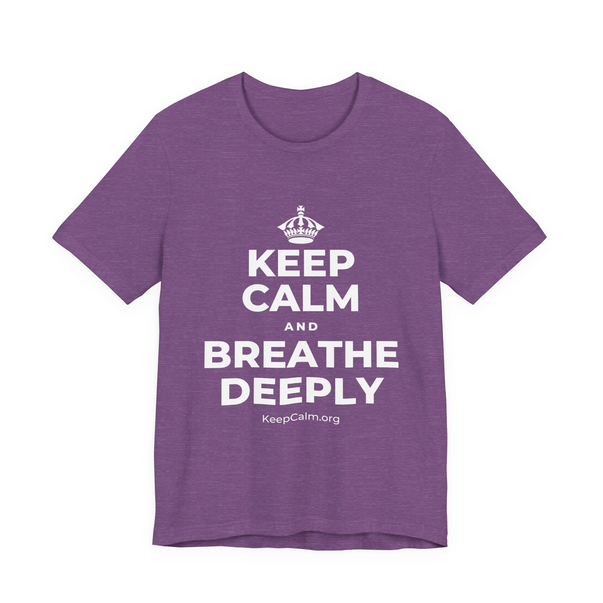 KEEP CALM AND BREATHE DEEPLY T-Shirt (Baby Blue–Silver)